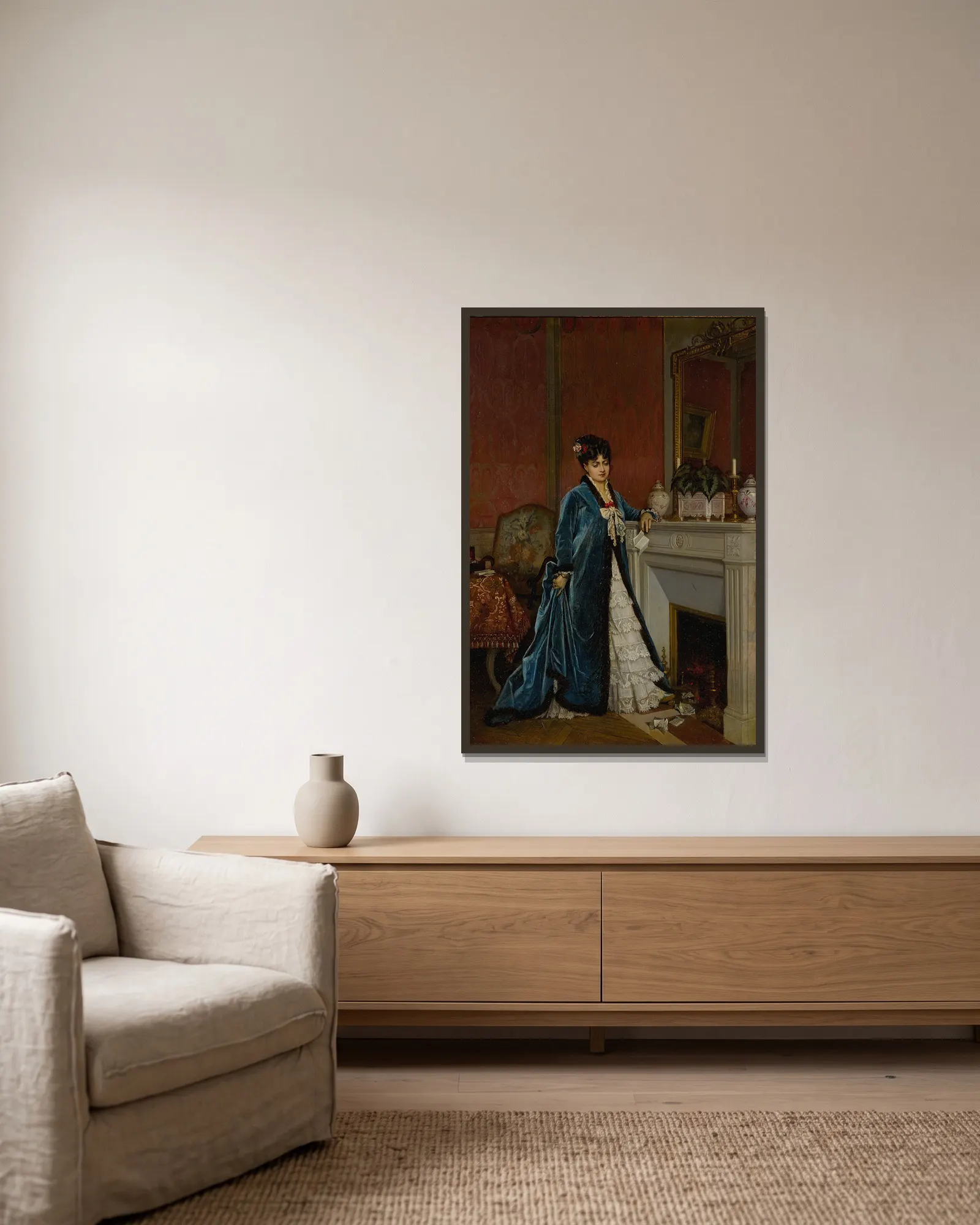 News From Afar av Auguste Toulmouche inramad på en vägg