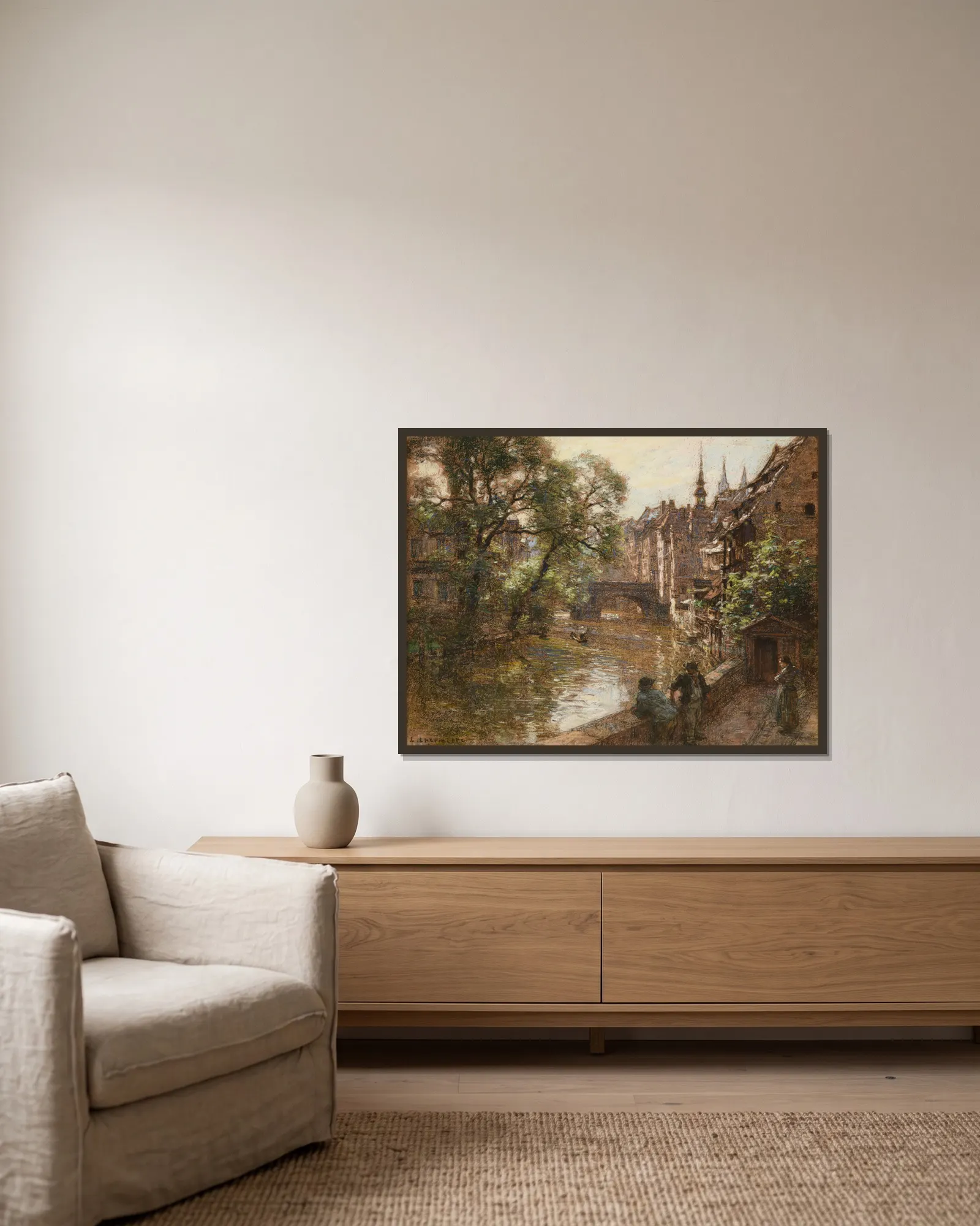 Le pont de Nuremberg av Léon Augustin Lhermitte inramad på en vägg