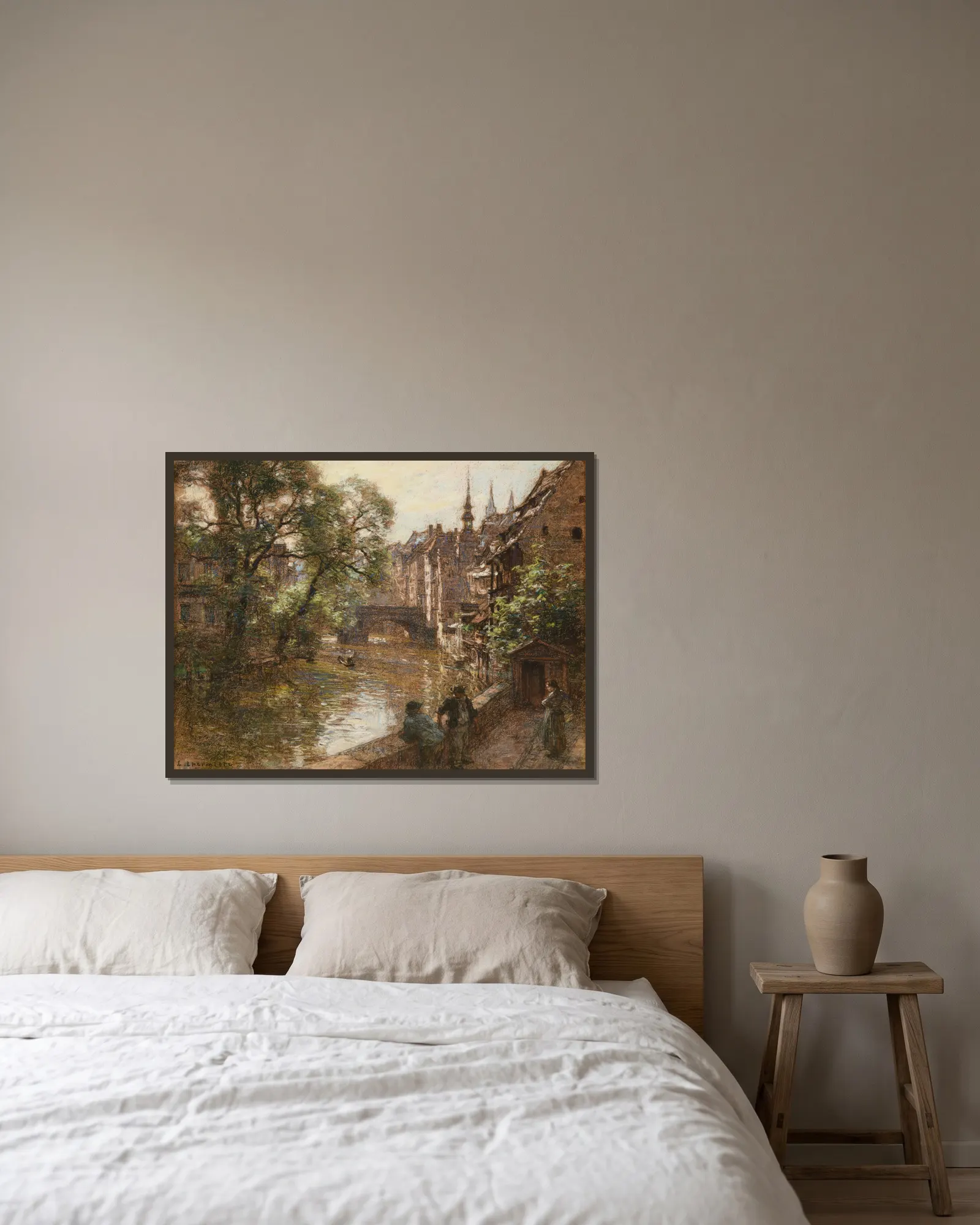 Le pont de Nuremberg av Léon Augustin Lhermitte inramad på en vägg