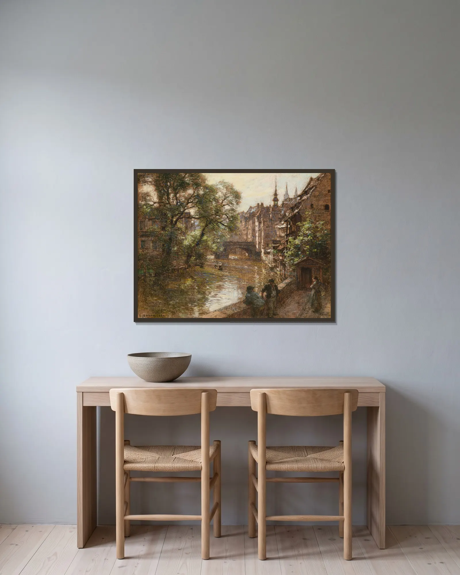 Le pont de Nuremberg av Léon Augustin Lhermitte inramad på en vägg