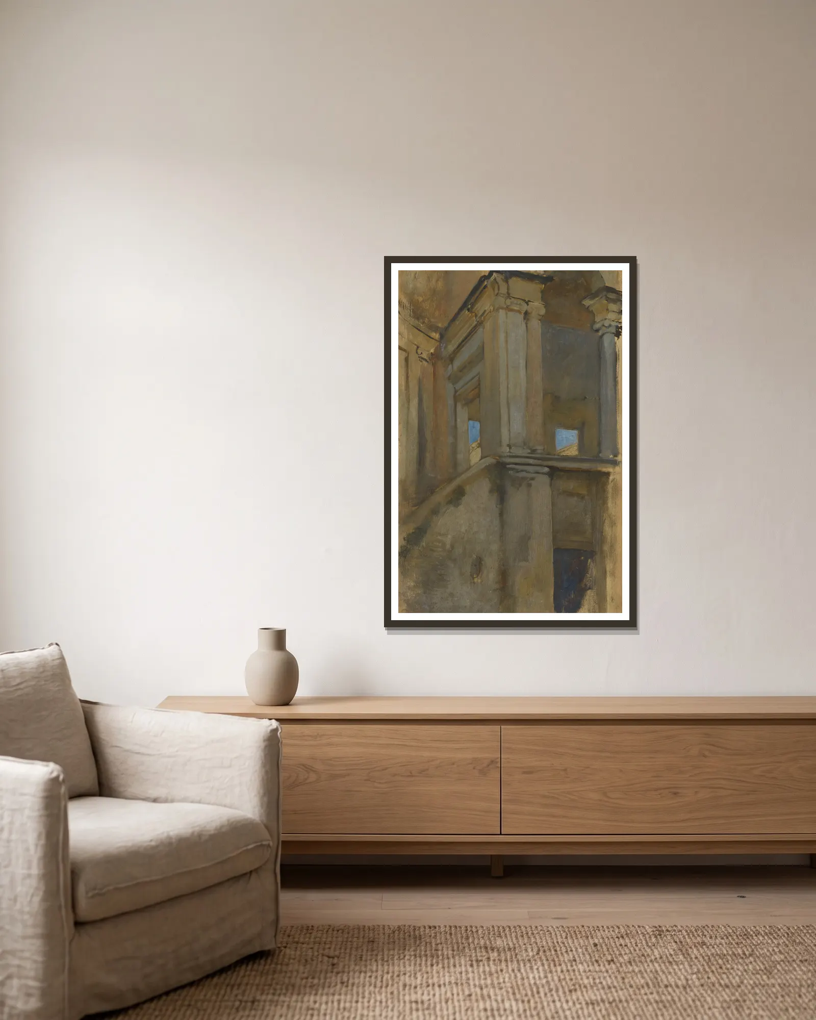 Architectural Study av Edwin Austin Abbey inramad på en vägg