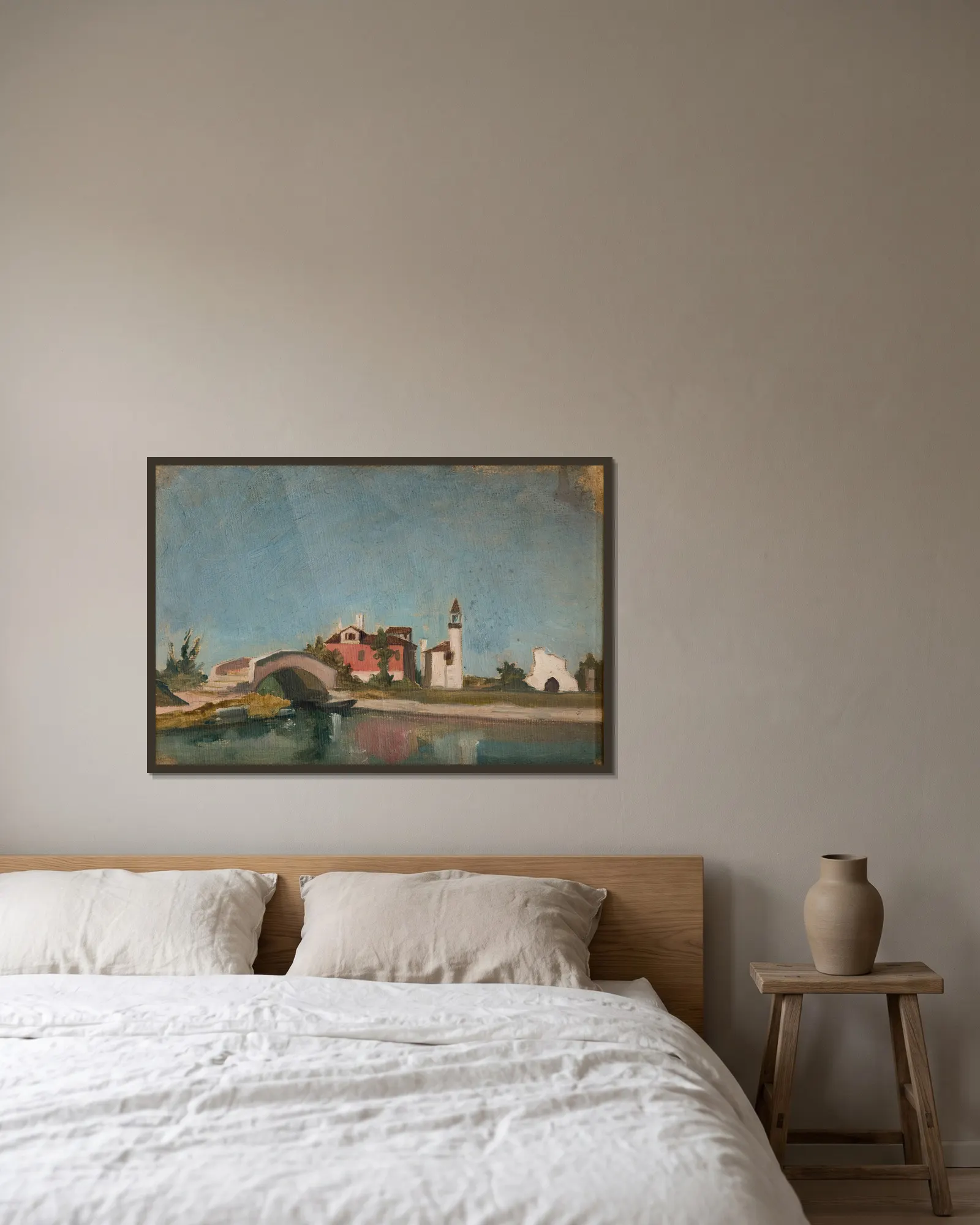 Oriental Landscape av Stanisław Chlebowski inramad på en vägg