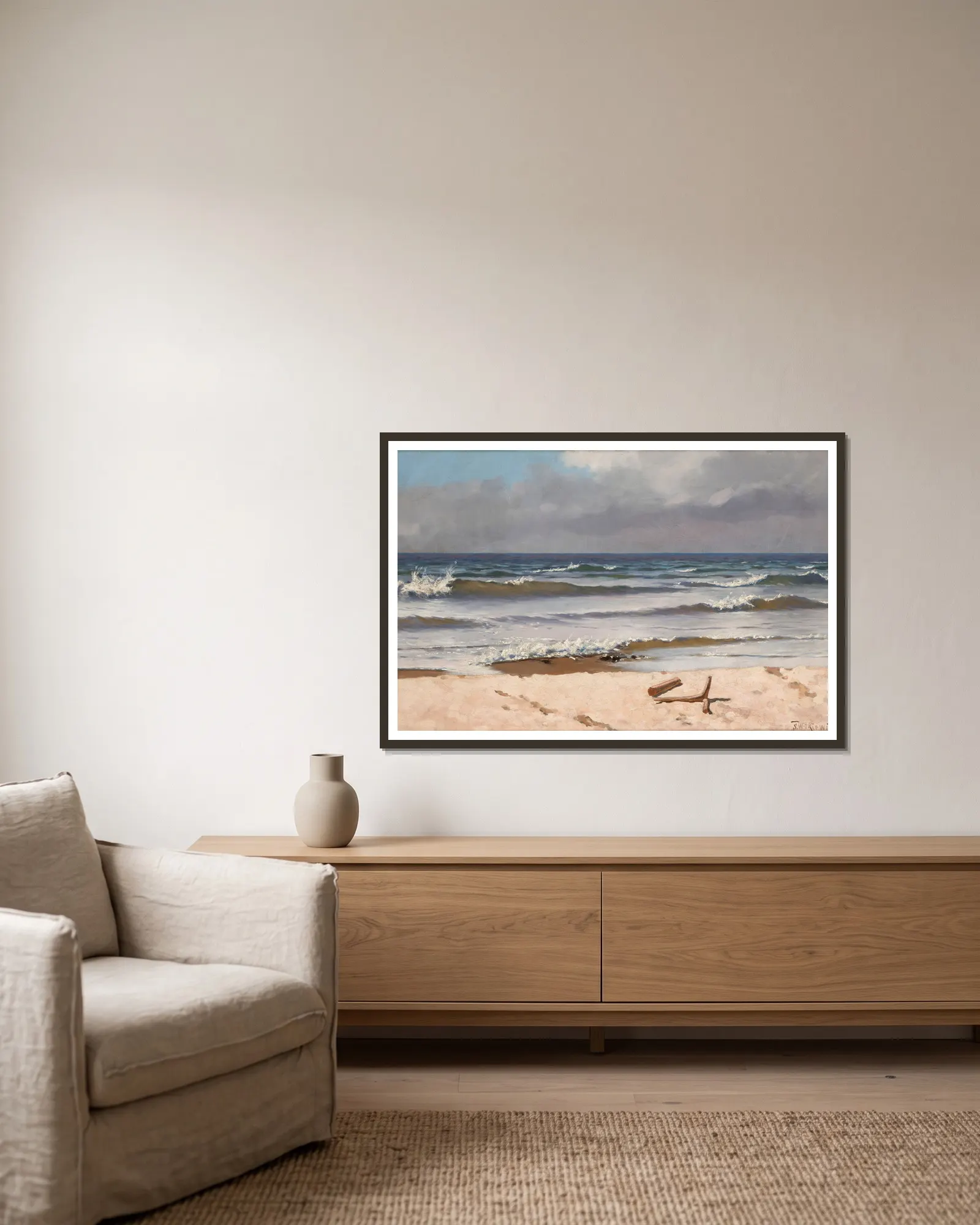 Coast at Połąga av Stanisław Witkiewicz inramad på en vägg