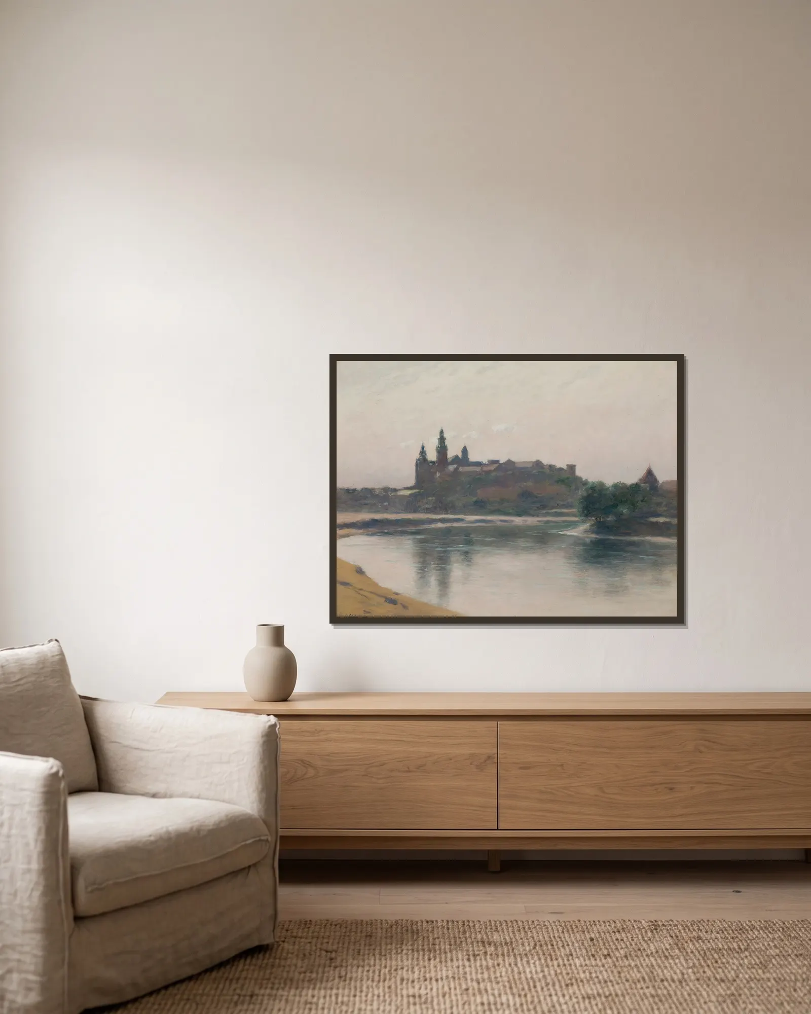 Wawel from the Vistula Side av Stanisław Witkiewicz inramad på en vägg