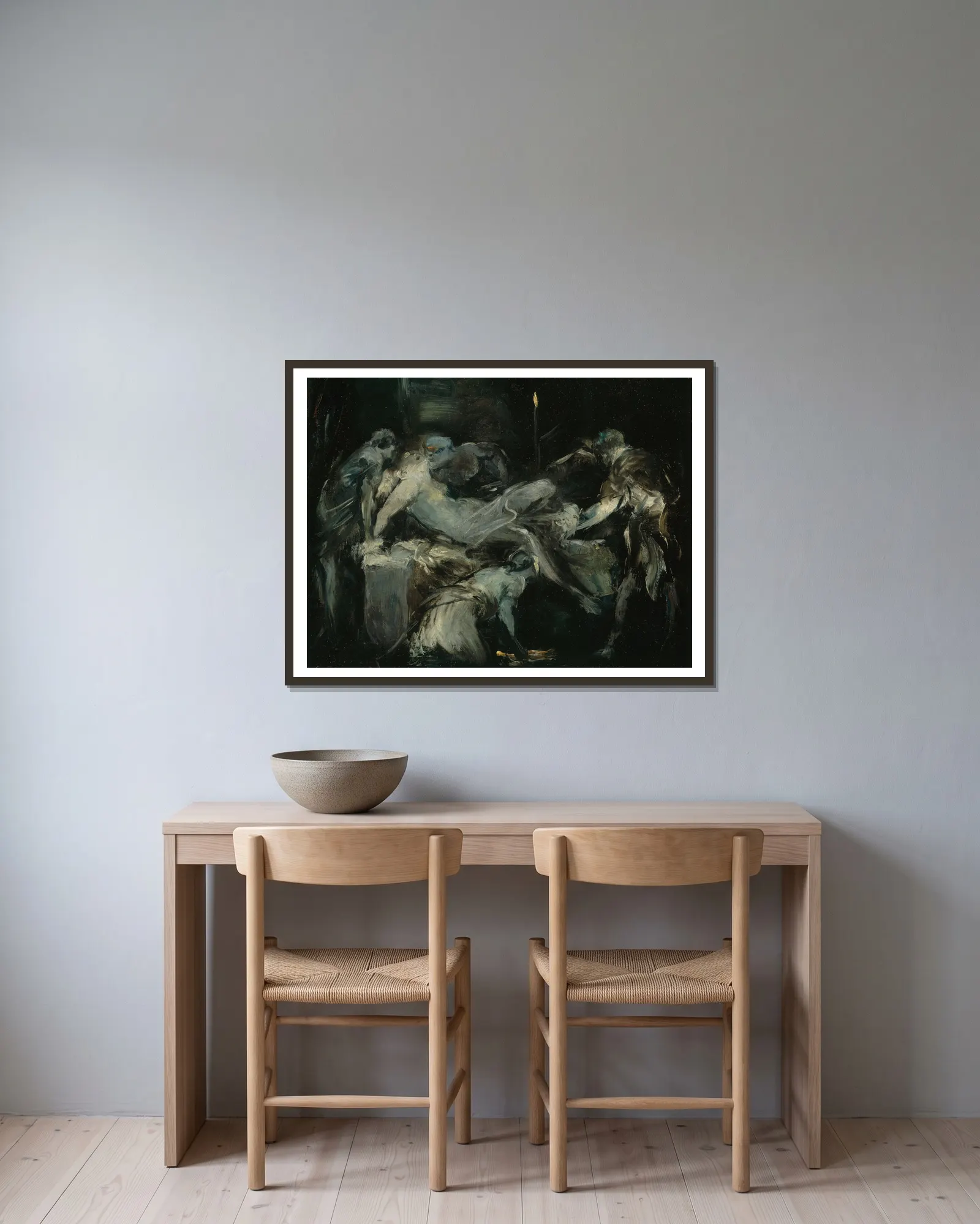 Scène d’accouchement av Jean-Baptiste Carpeaux inramad på en vägg