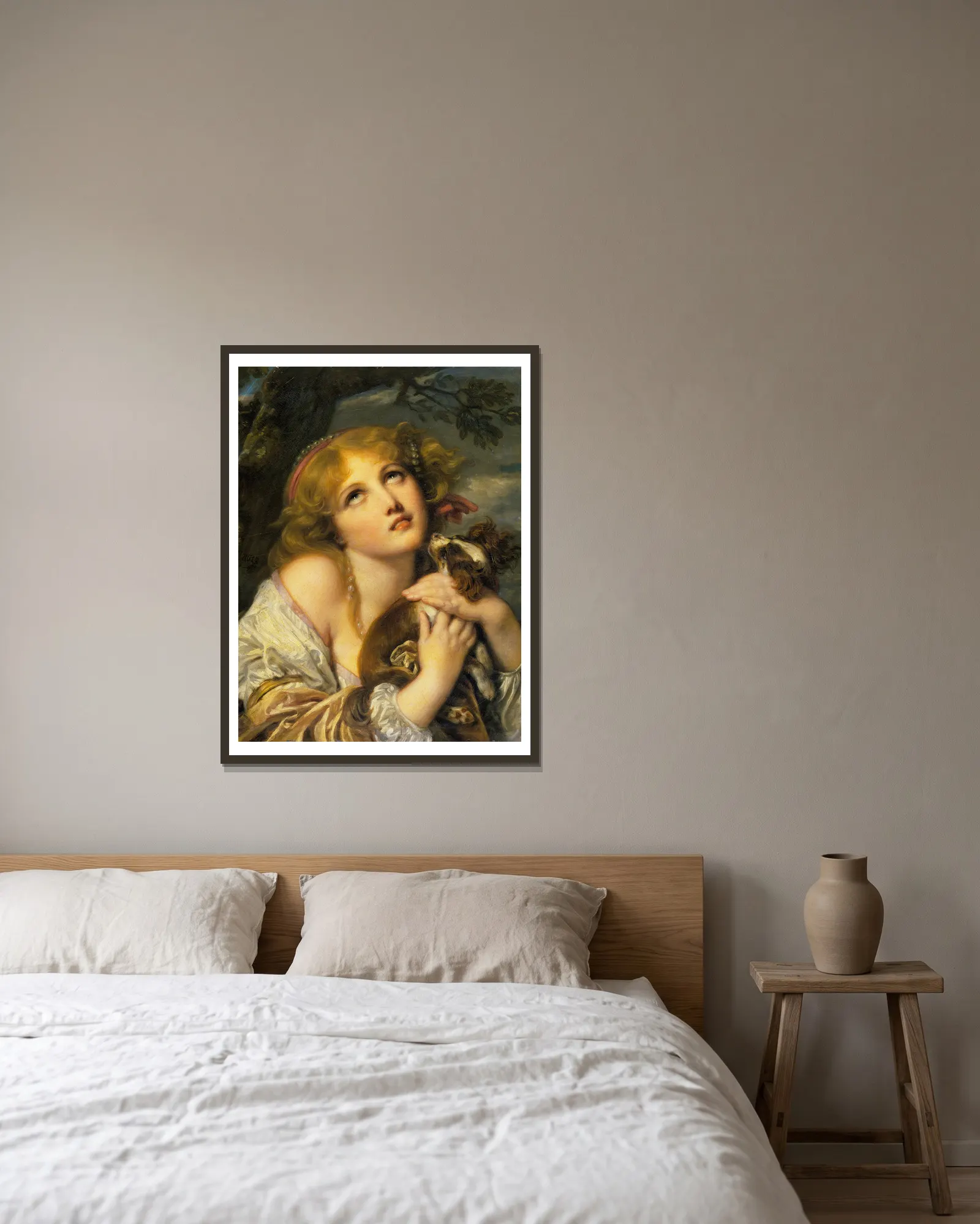 The Souvenir av Jean-Baptiste Greuze inramad på en vägg