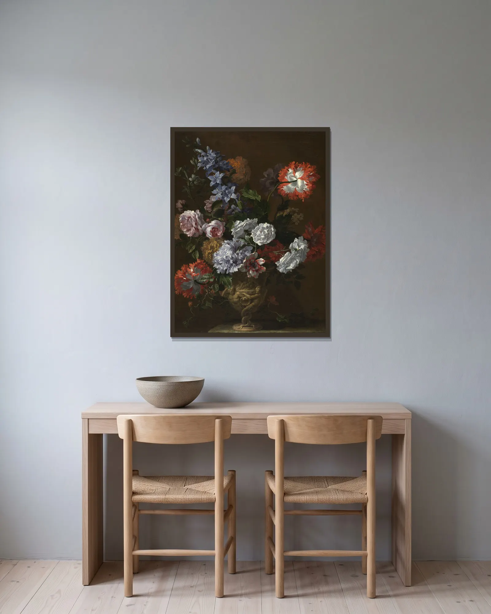 Flower Piece av Jean-Baptiste Monnoyer inramad på en vägg
