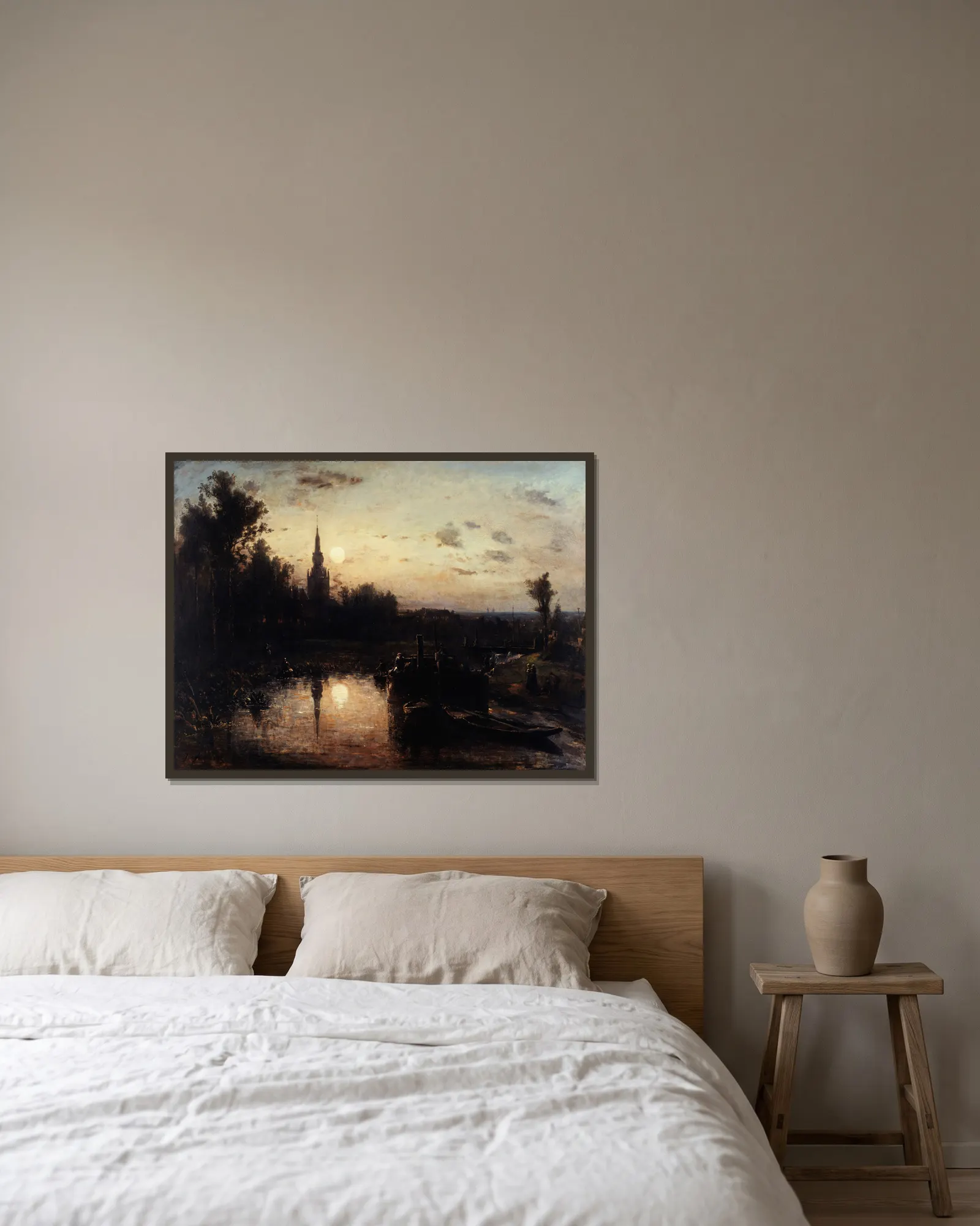 Clair de lune à Overschie (environs de Rotterdam) av Johan Barthold Jongkind inramad på en vägg