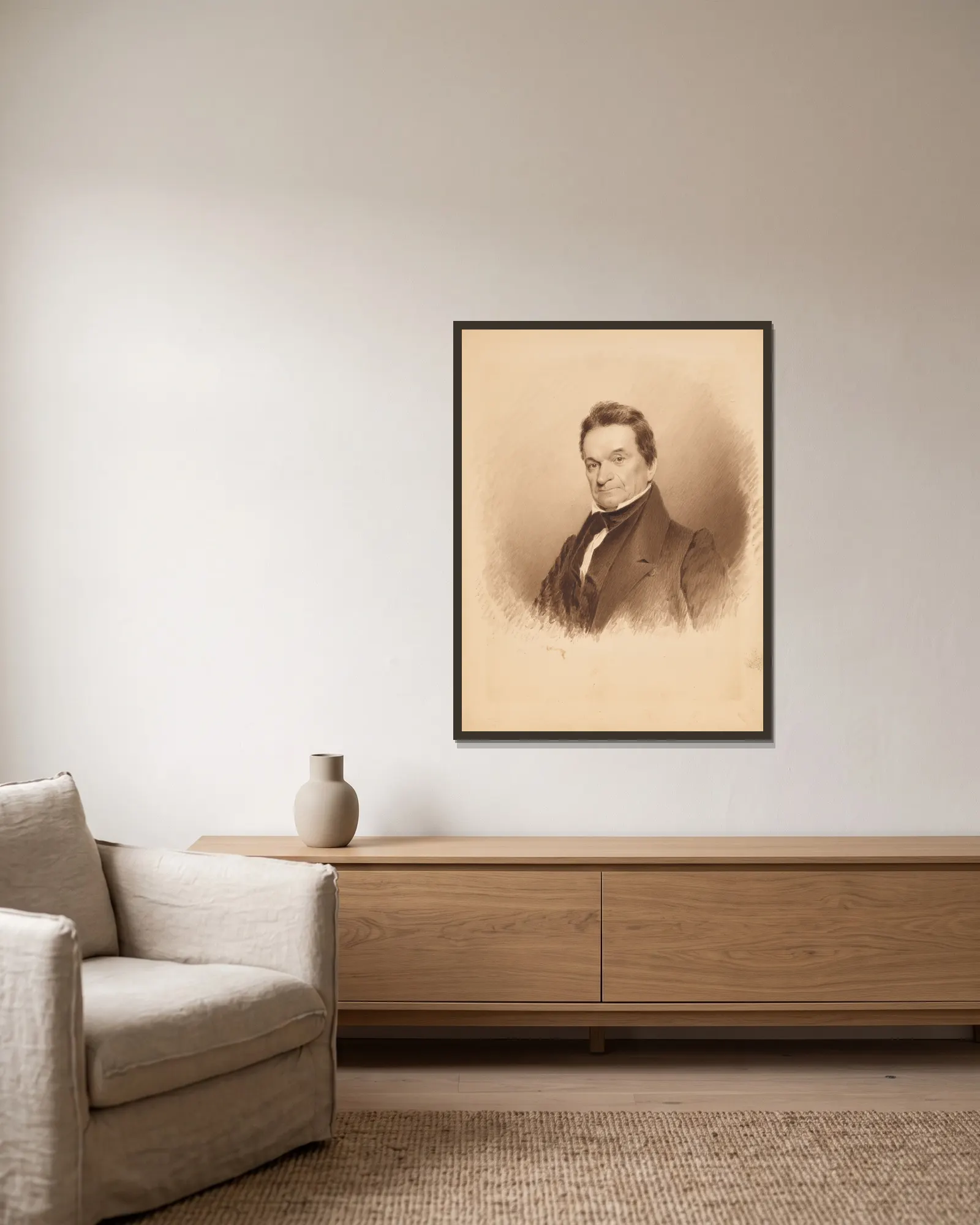 Edward Livingston av James Barton Longacre inramad på en vägg