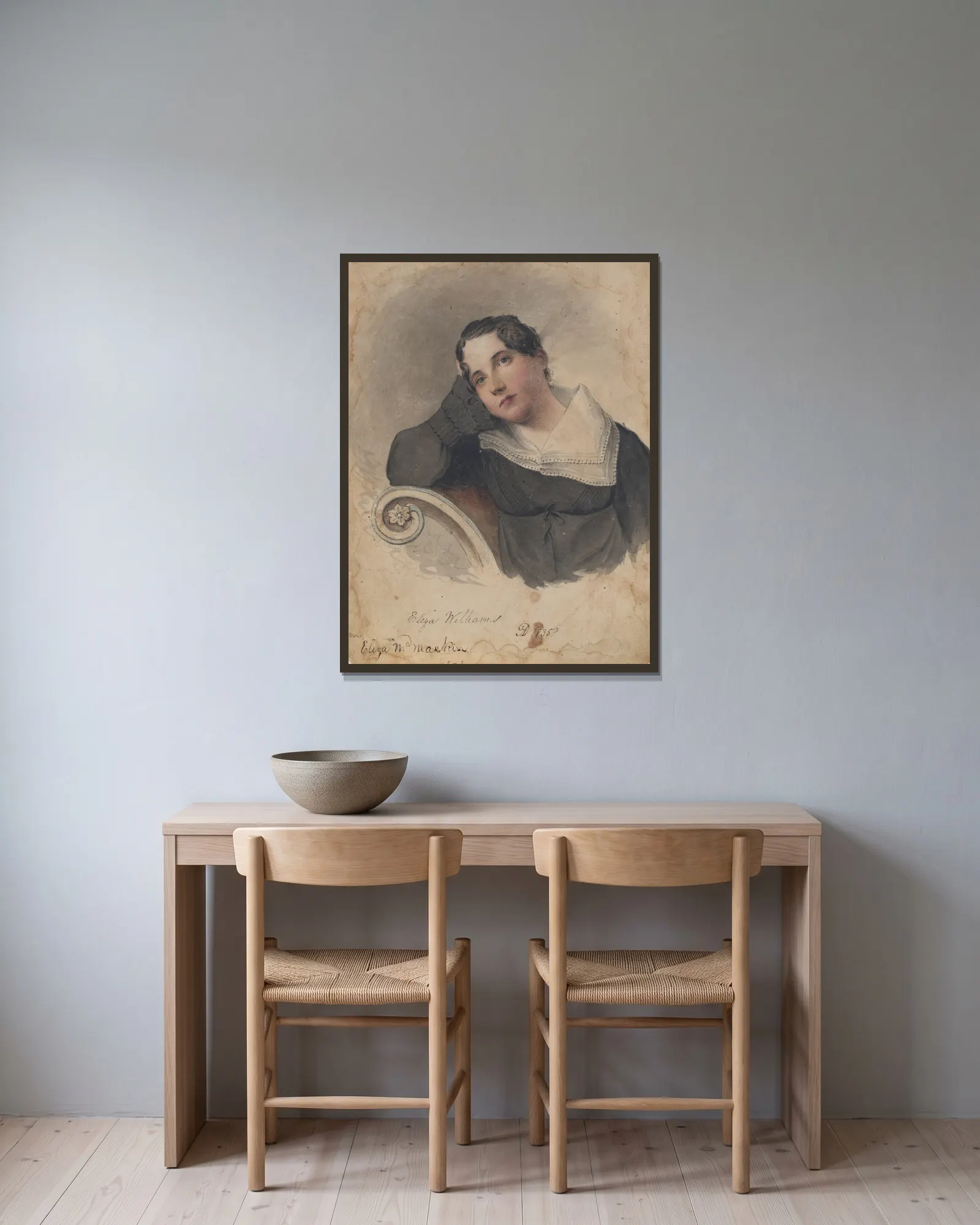 Eliza Williams av James Barton Longacre inramad på en vägg