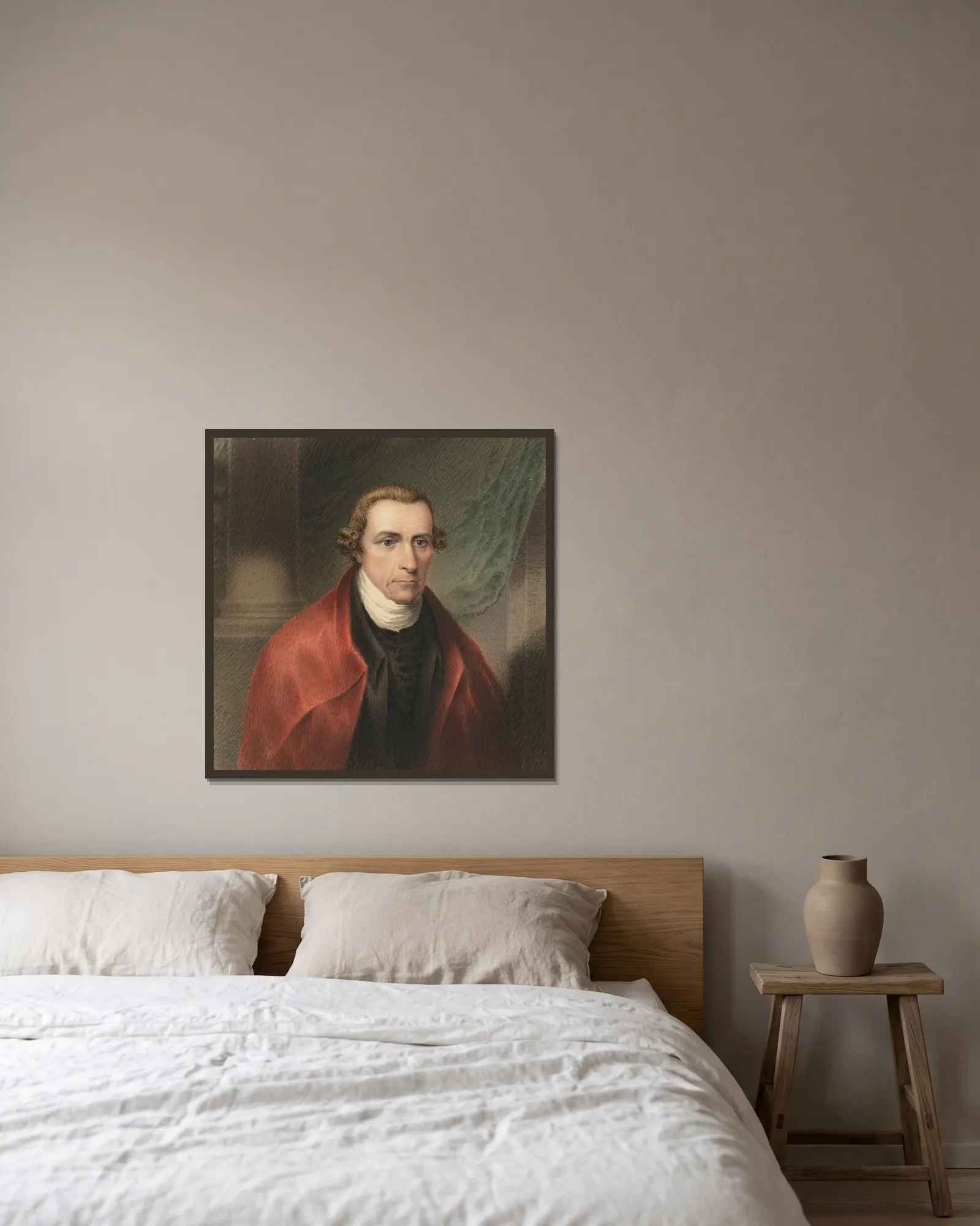 Patrick Henry av James Barton Longacre inramad på en vägg