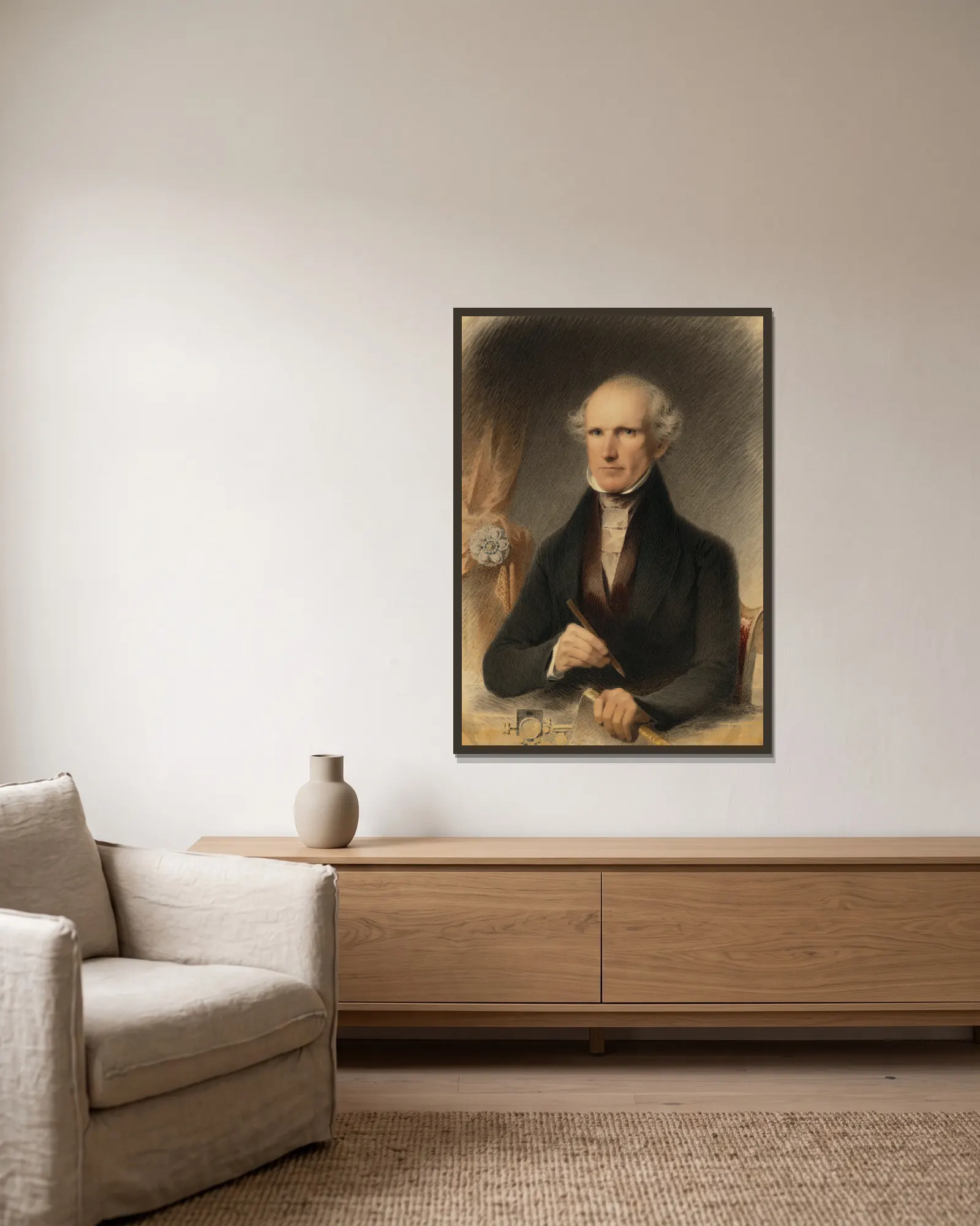 Self Portrait av James Barton Longacre inramad på en vägg