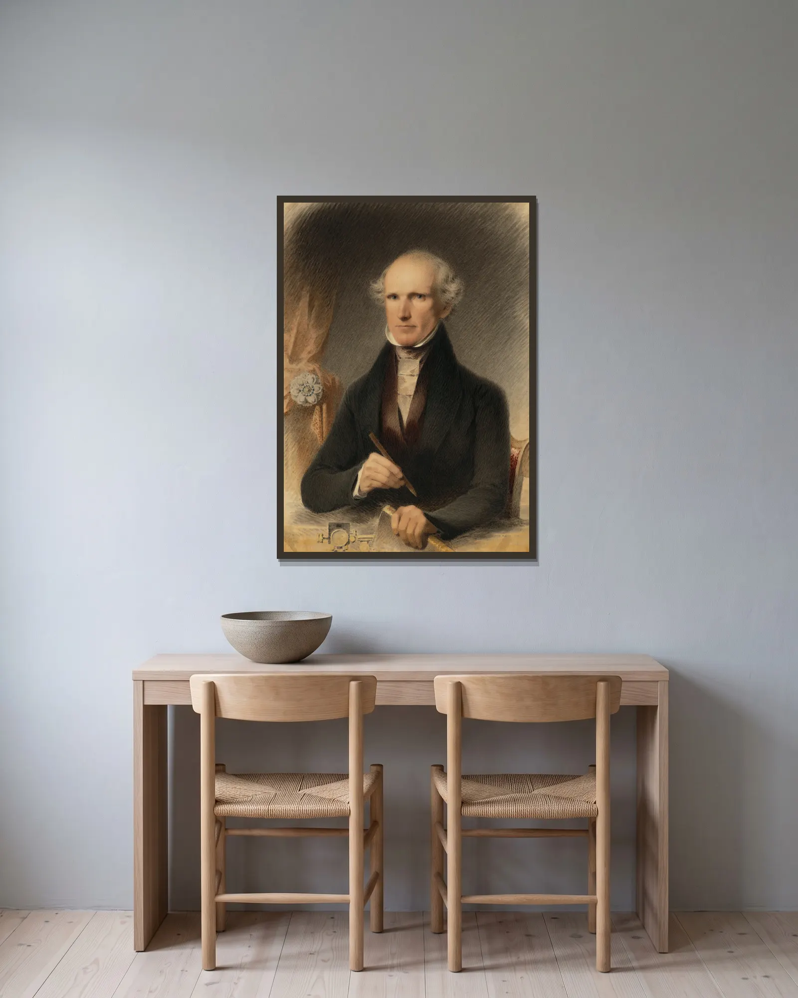 Self Portrait av James Barton Longacre inramad på en vägg
