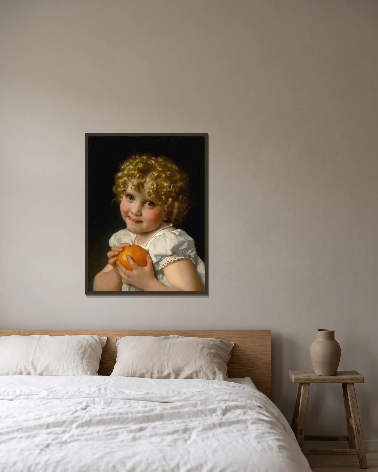 Fillette À L’orange av Léon-Jean-Basile Perrault inramad på en vägg
