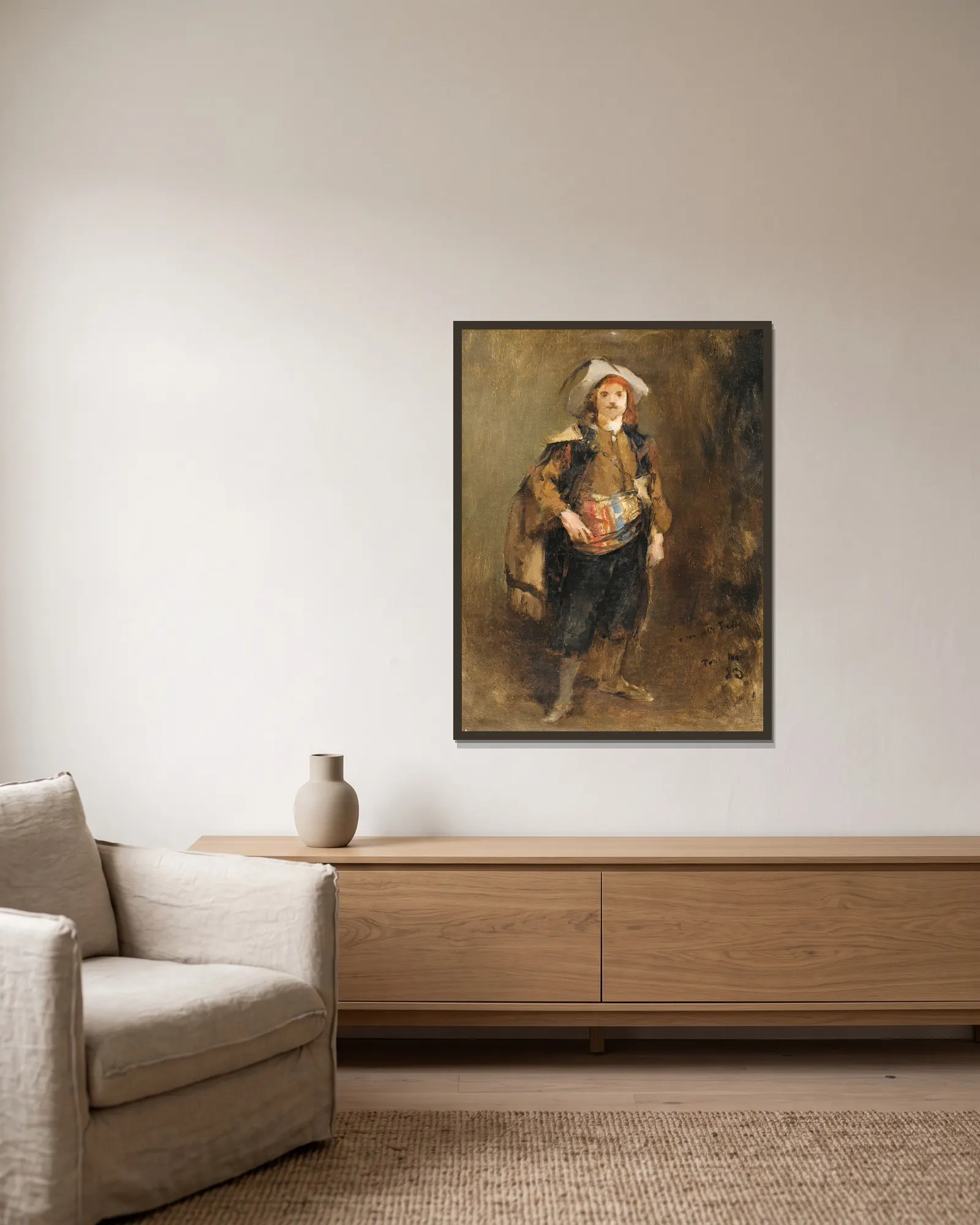 Emile Dressed As Cyrano av Jules Bastien-Lepage inramad på en vägg
