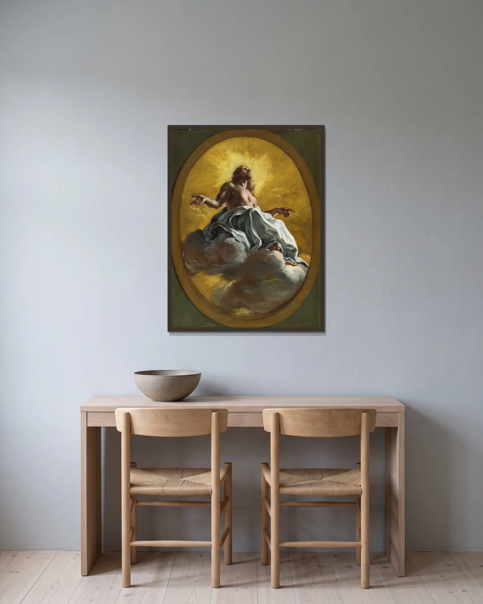 Christ In Glory av Giovanni Battista Gaulli inramad på en vägg