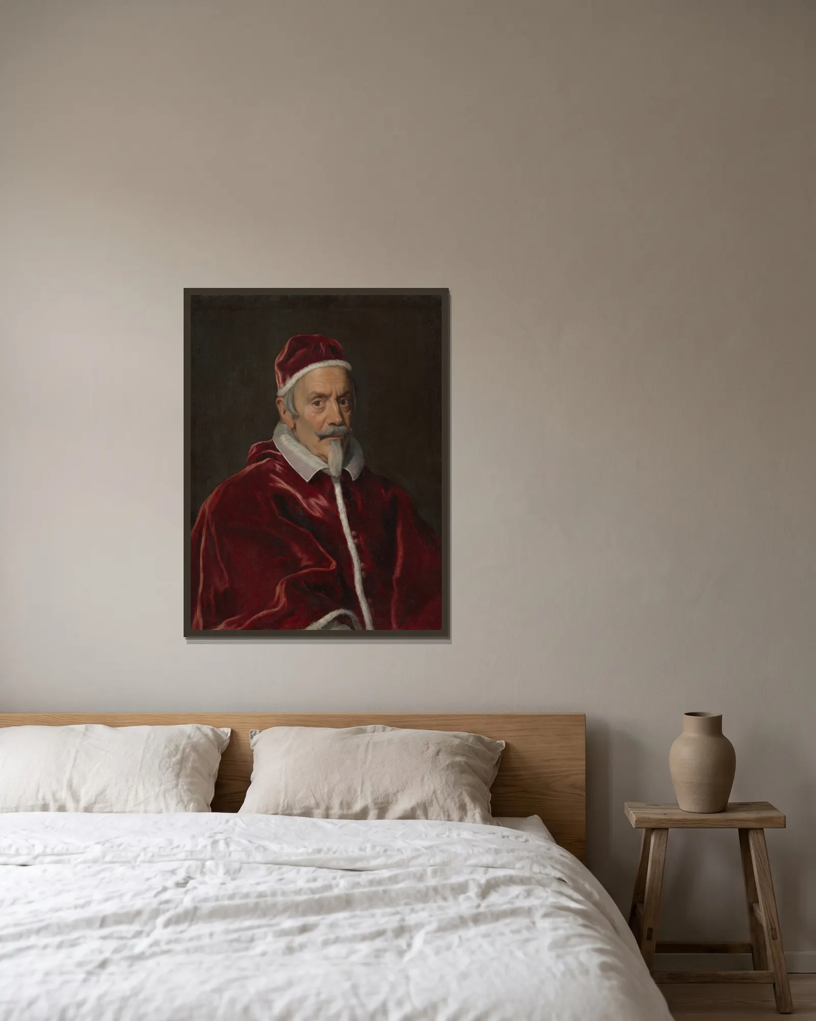 Pope Clement X (1590–1676) av Giovanni Battista Gaulli inramad på en vägg