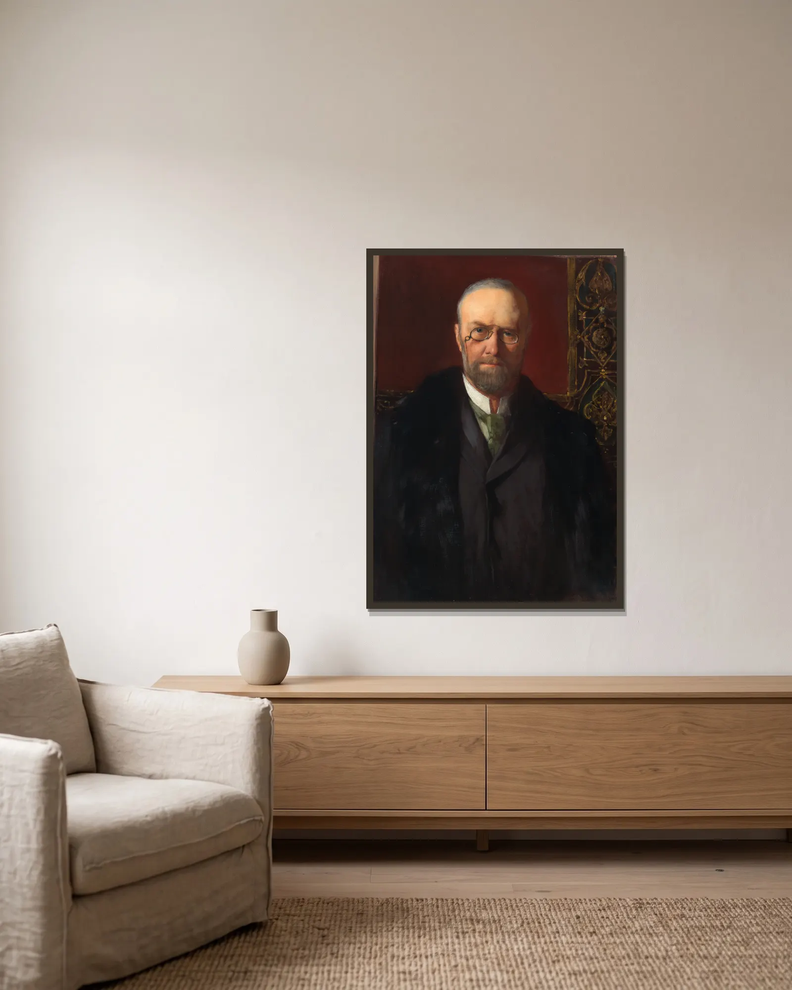 John Brooks Henderson av Jean-Joseph-Benjamin Constant inramad på en vägg