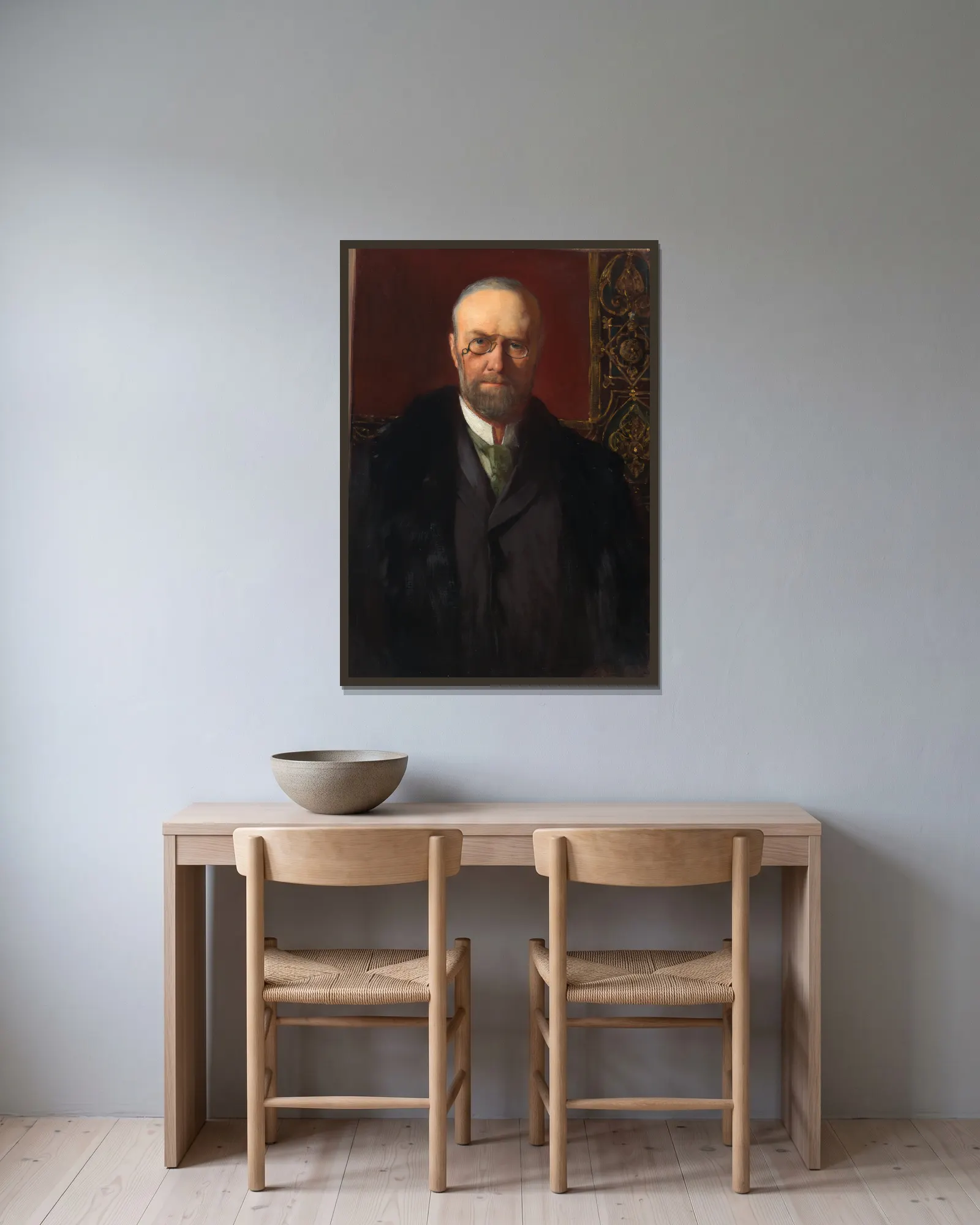 John Brooks Henderson av Jean-Joseph-Benjamin Constant inramad på en vägg