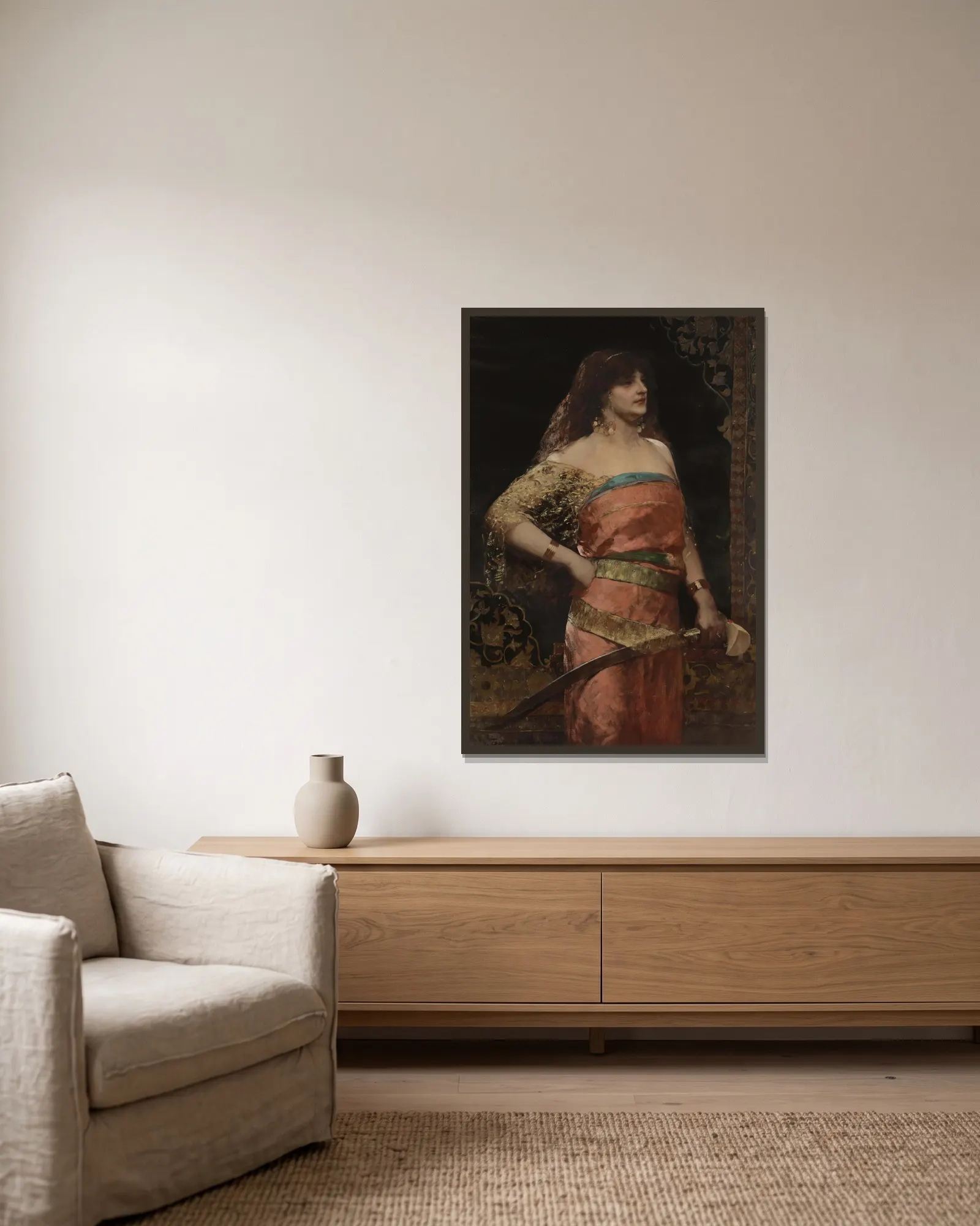 Judith – nr 2 av Jean-Joseph-Benjamin Constant inramad på en vägg