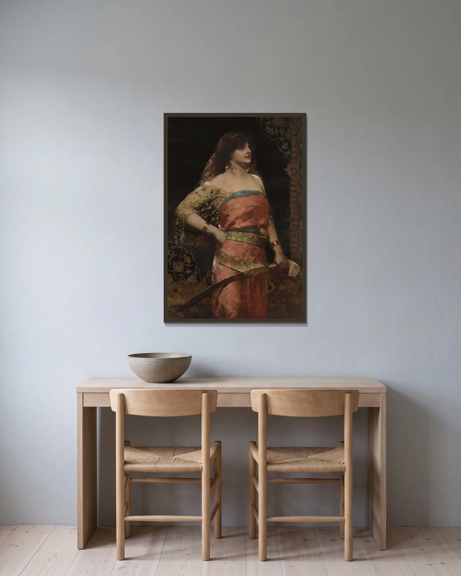 Judith – nr 2 av Jean-Joseph-Benjamin Constant inramad på en vägg