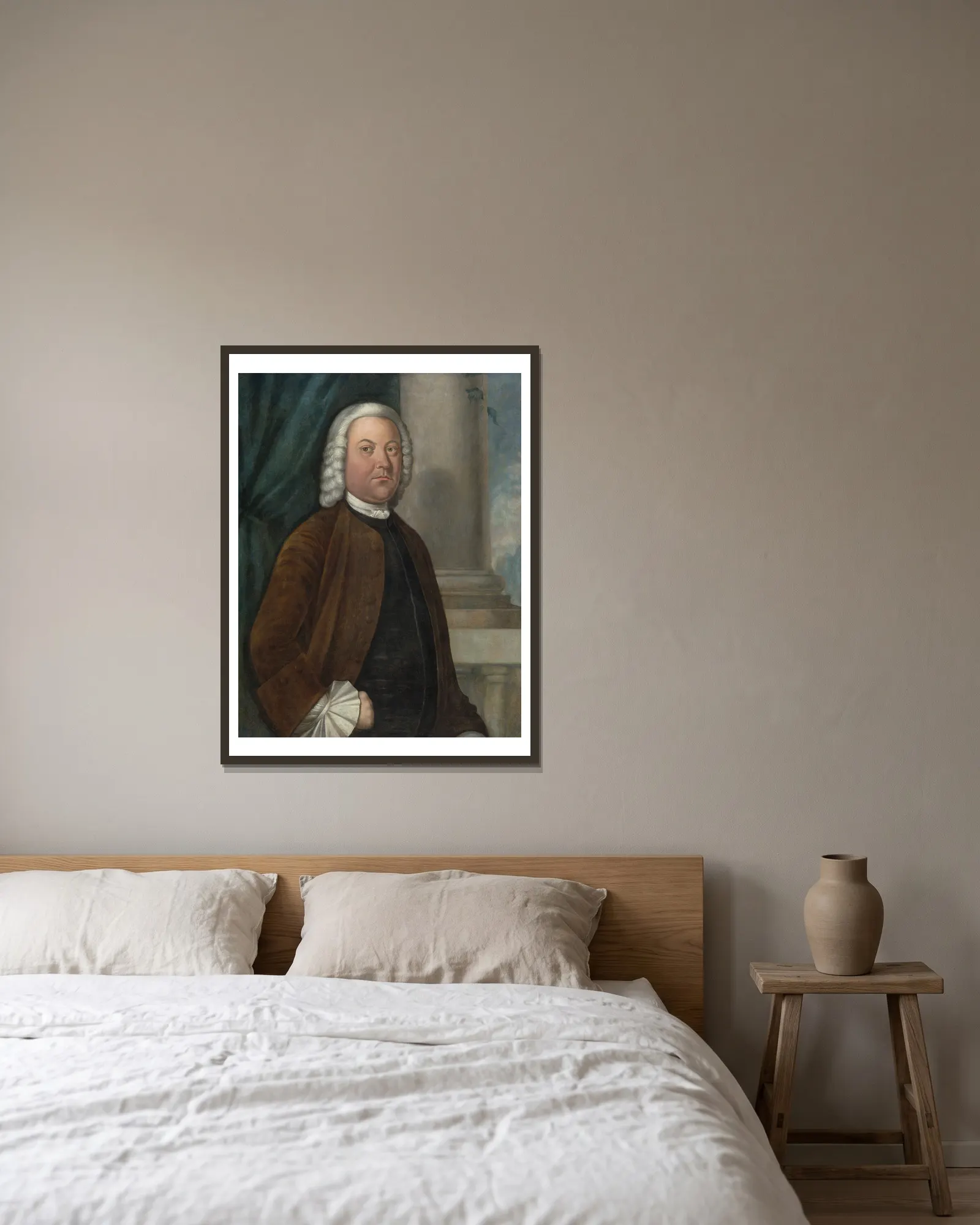 Dr. Samuel Boude av Benjamin West inramad på en vägg