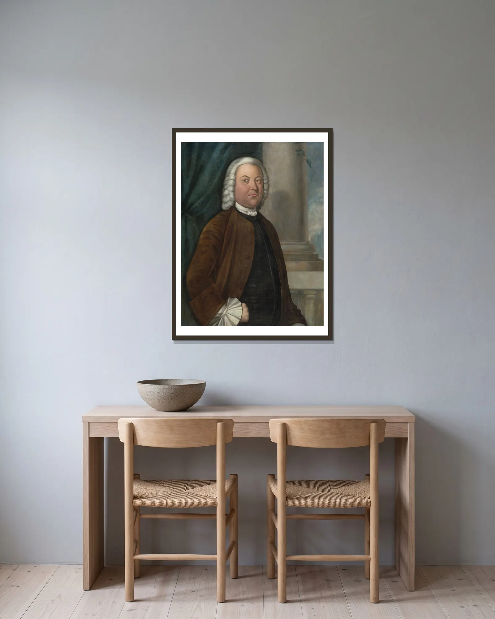 Dr. Samuel Boude av Benjamin West inramad på en vägg