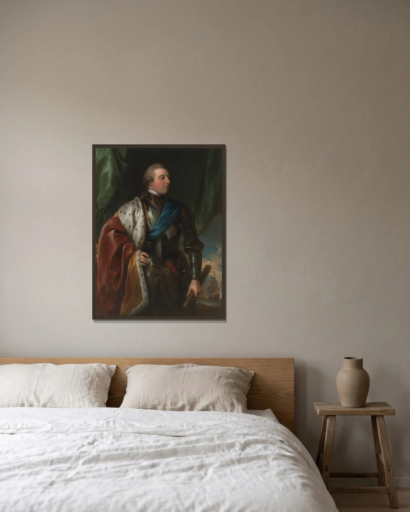 George III av Benjamin West inramad på en vägg