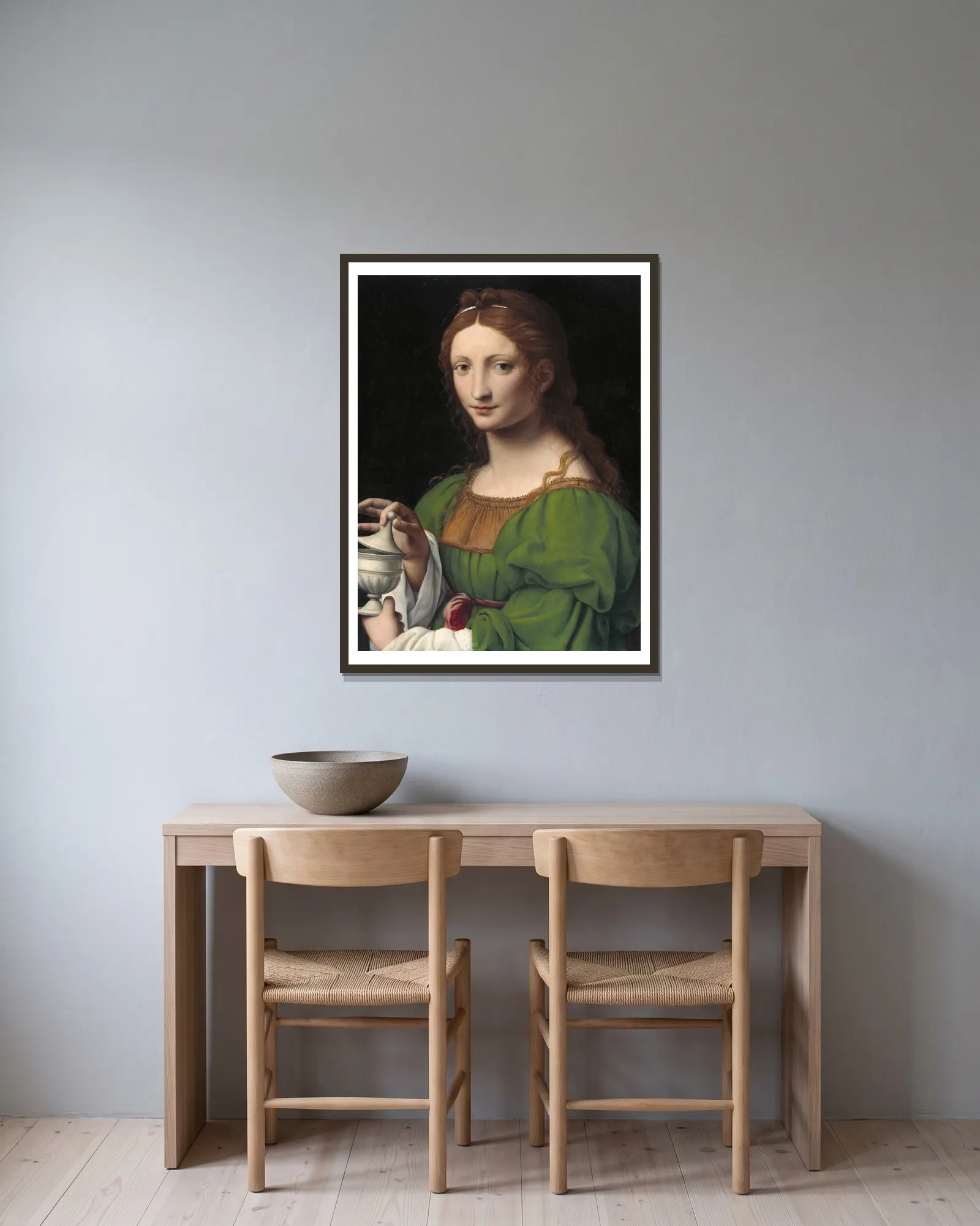 The Magdalen av Bernardino Luini inramad på en vägg