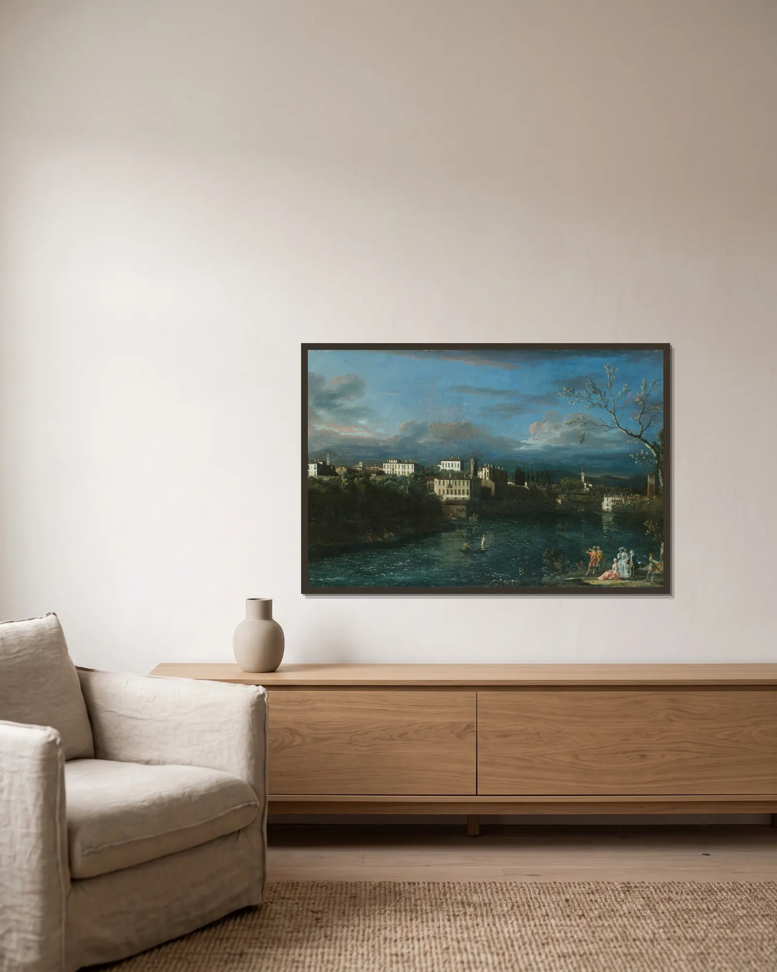 Vaprio d’Adda av Bernardo Bellotto inramad på en vägg