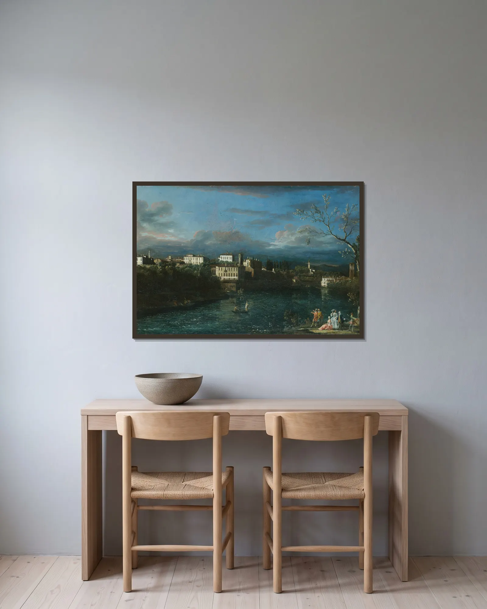 Vaprio d’Adda av Bernardo Bellotto inramad på en vägg