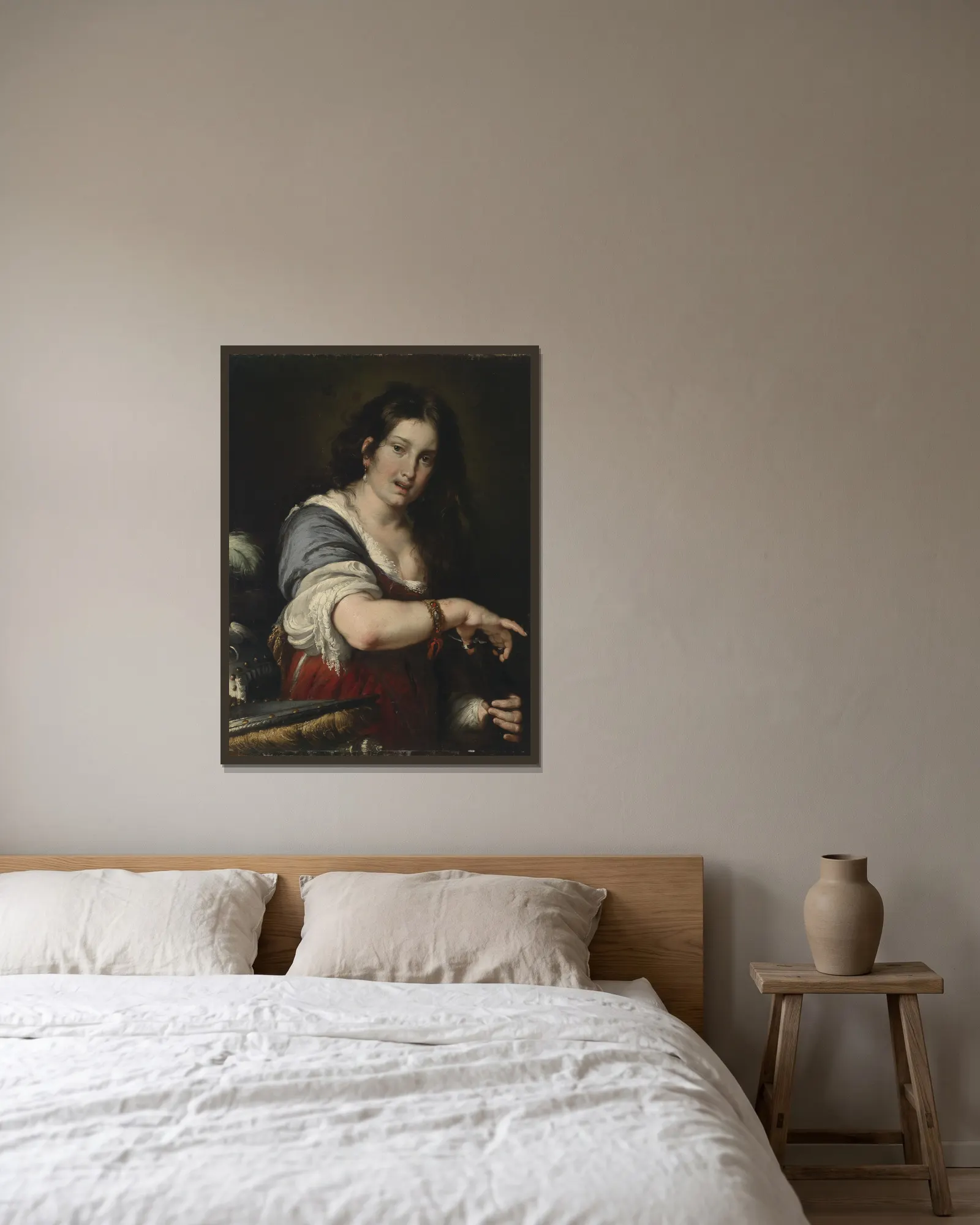 Berenice av Bernardo Strozzi inramad på en vägg