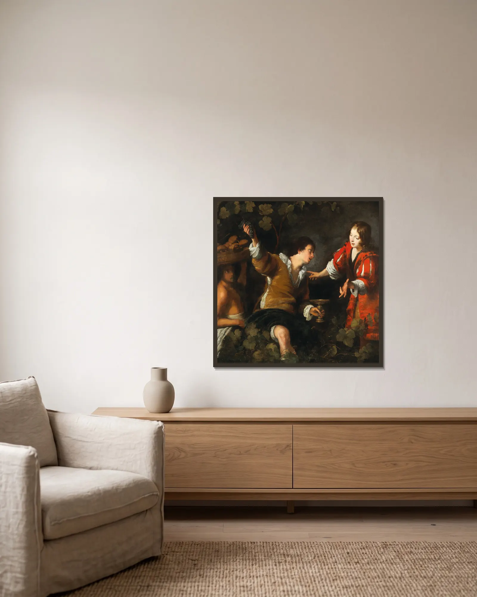 Joseph interpreting dreams av Bernardo Strozzi inramad på en vägg