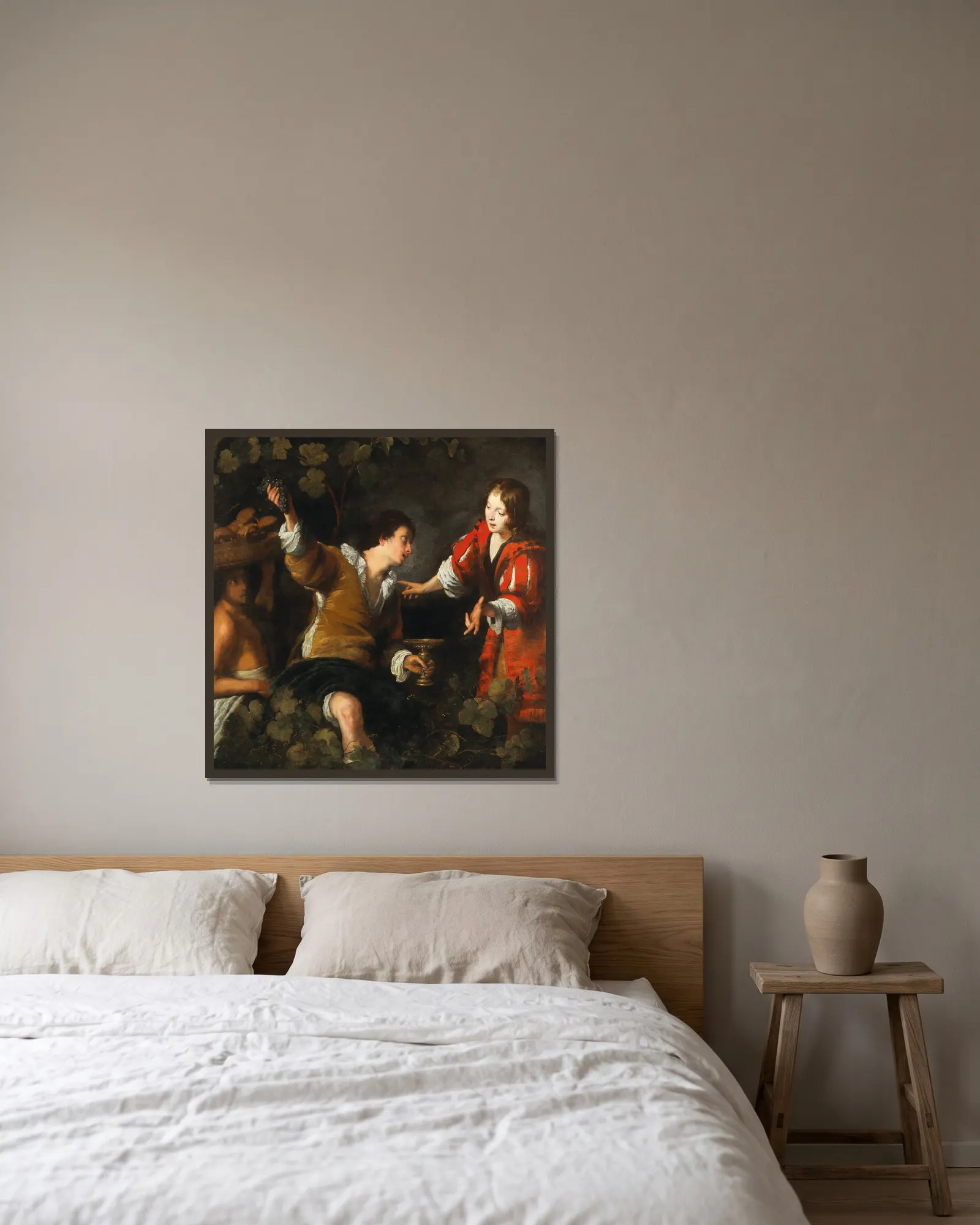 Joseph interpreting dreams av Bernardo Strozzi inramad på en vägg