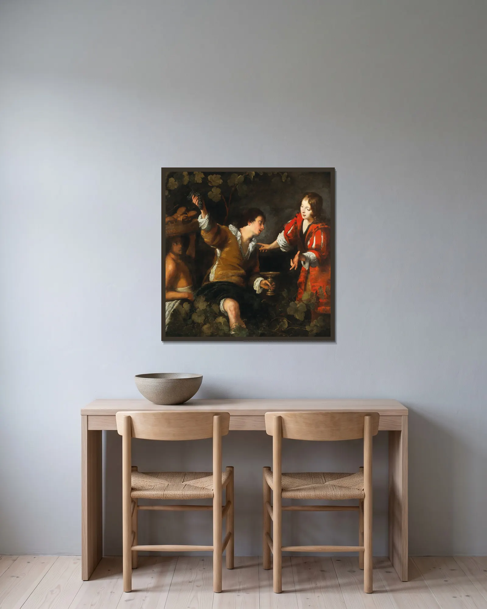 Joseph interpreting dreams av Bernardo Strozzi inramad på en vägg