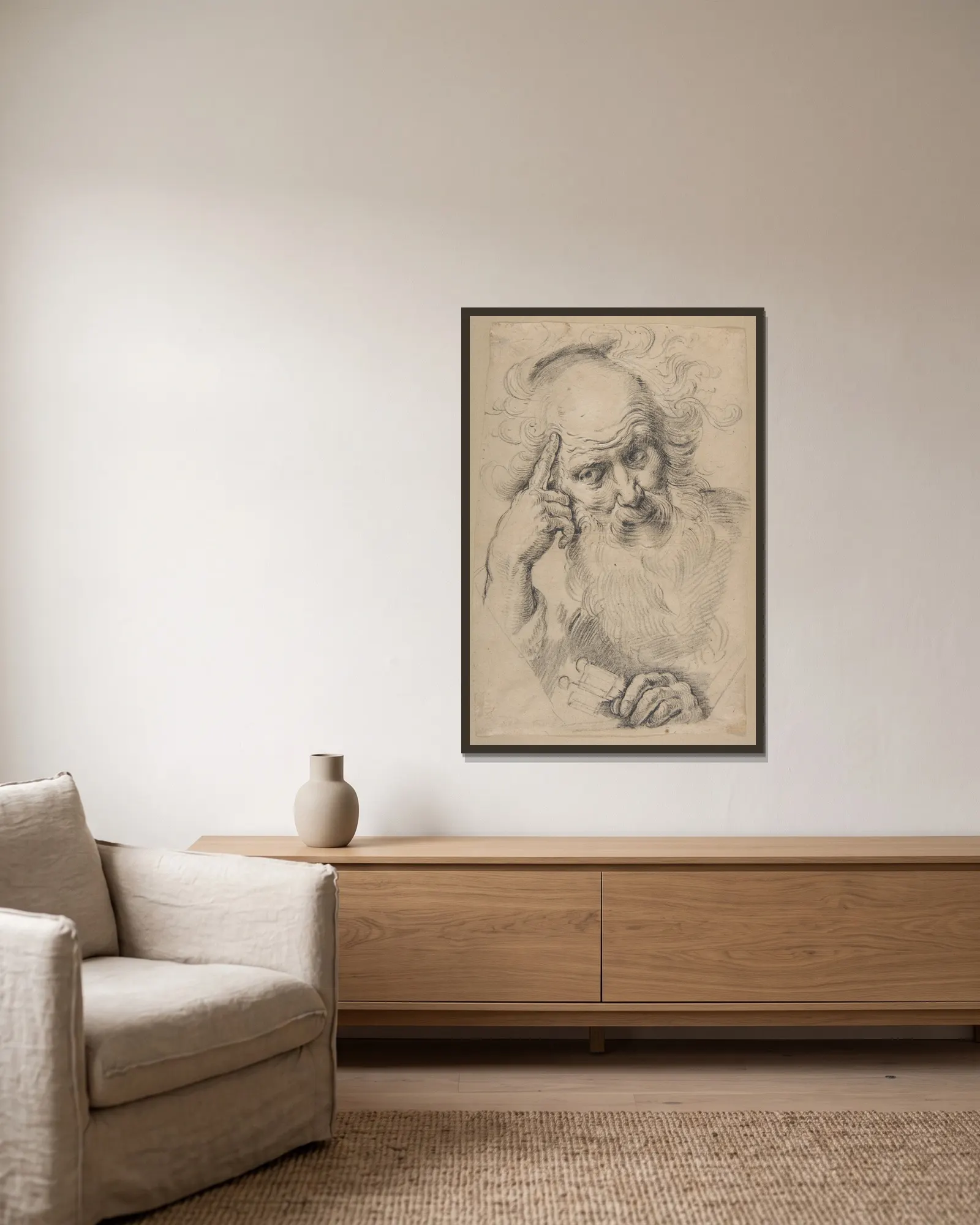 Saint Peter av Bernardo Strozzi inramad på en vägg