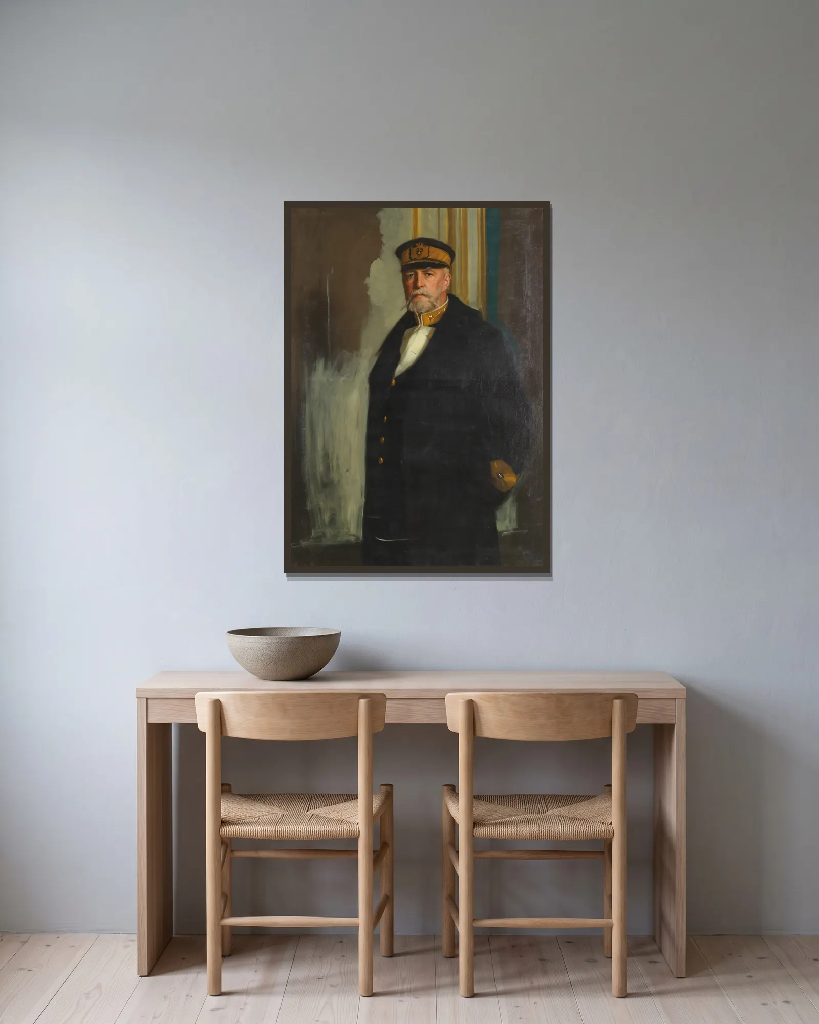 Oscar II av Bernhard Österman inramad på en vägg