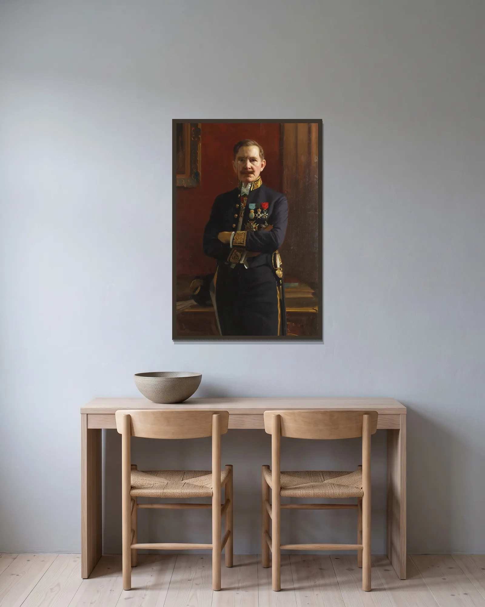 Self-portrait av Bernhard Österman inramad på en vägg