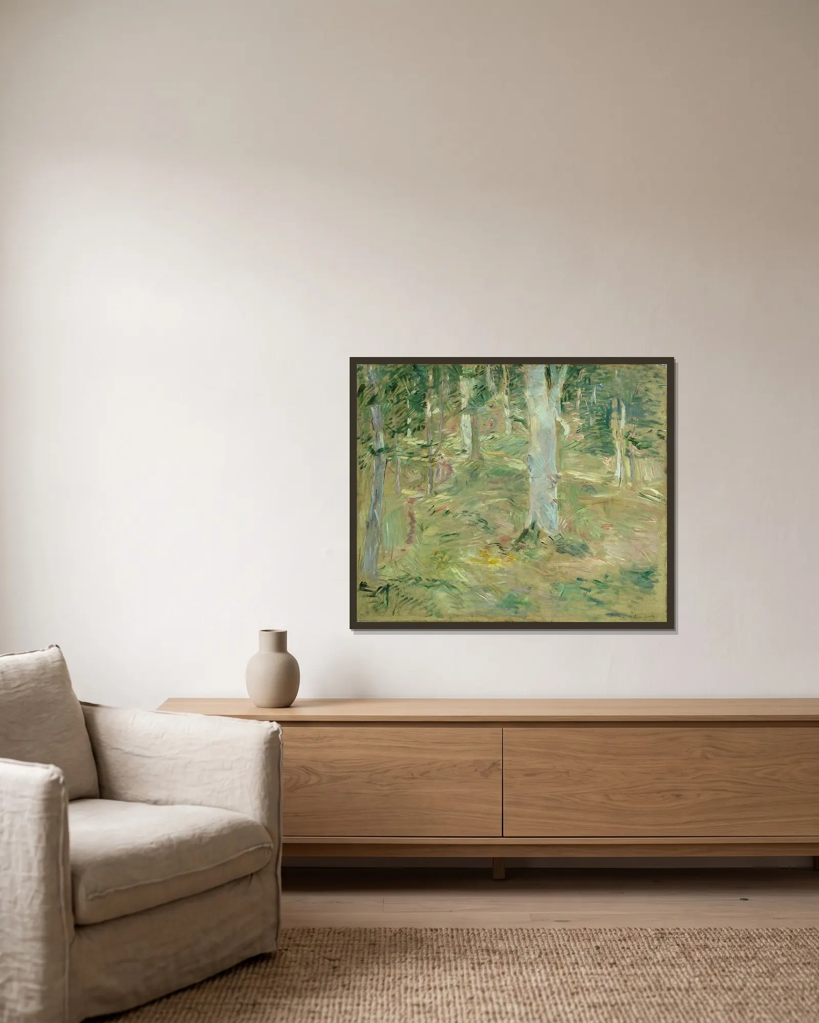 Forêt de Compiègne av Berthe Morisot inramad på en vägg