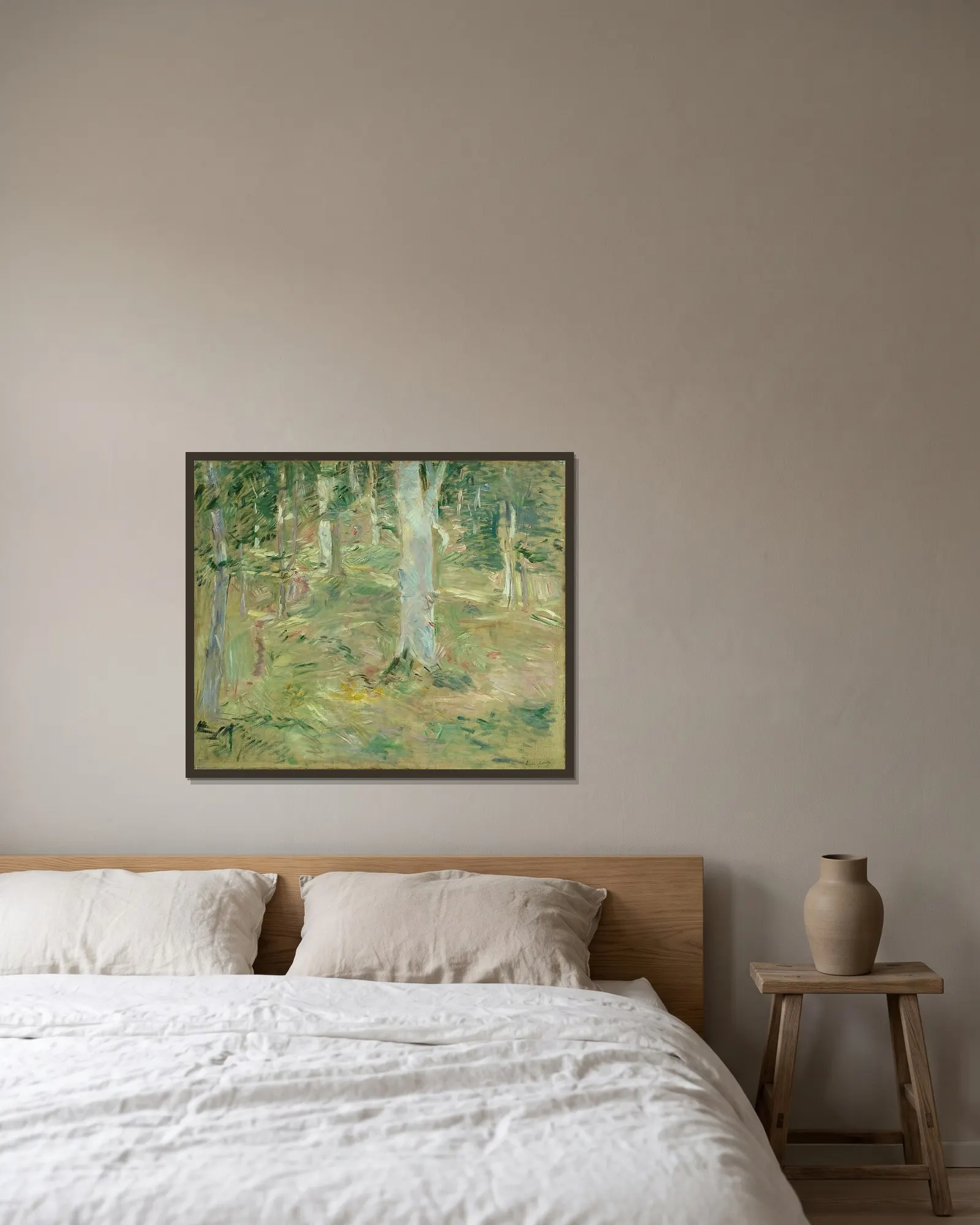 Forêt de Compiègne av Berthe Morisot inramad på en vägg