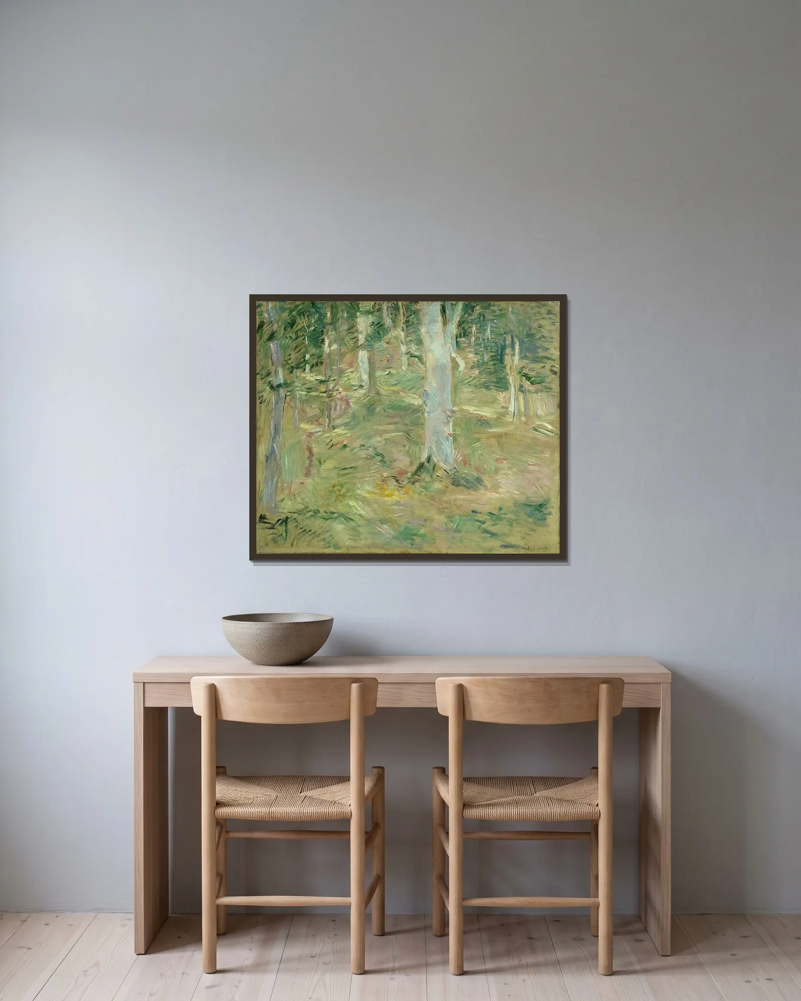 Forêt de Compiègne av Berthe Morisot inramad på en vägg