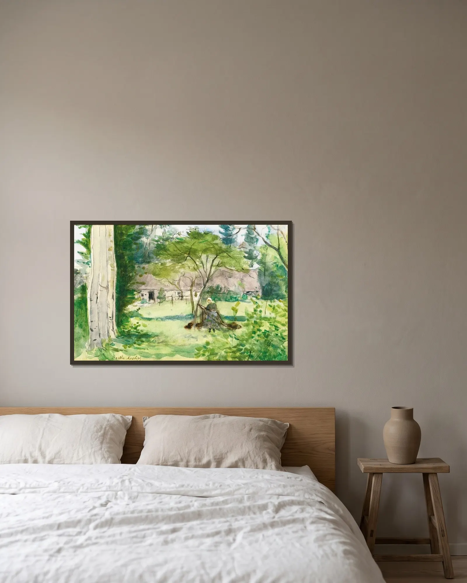 Paysage av Berthe Morisot inramad på en vägg