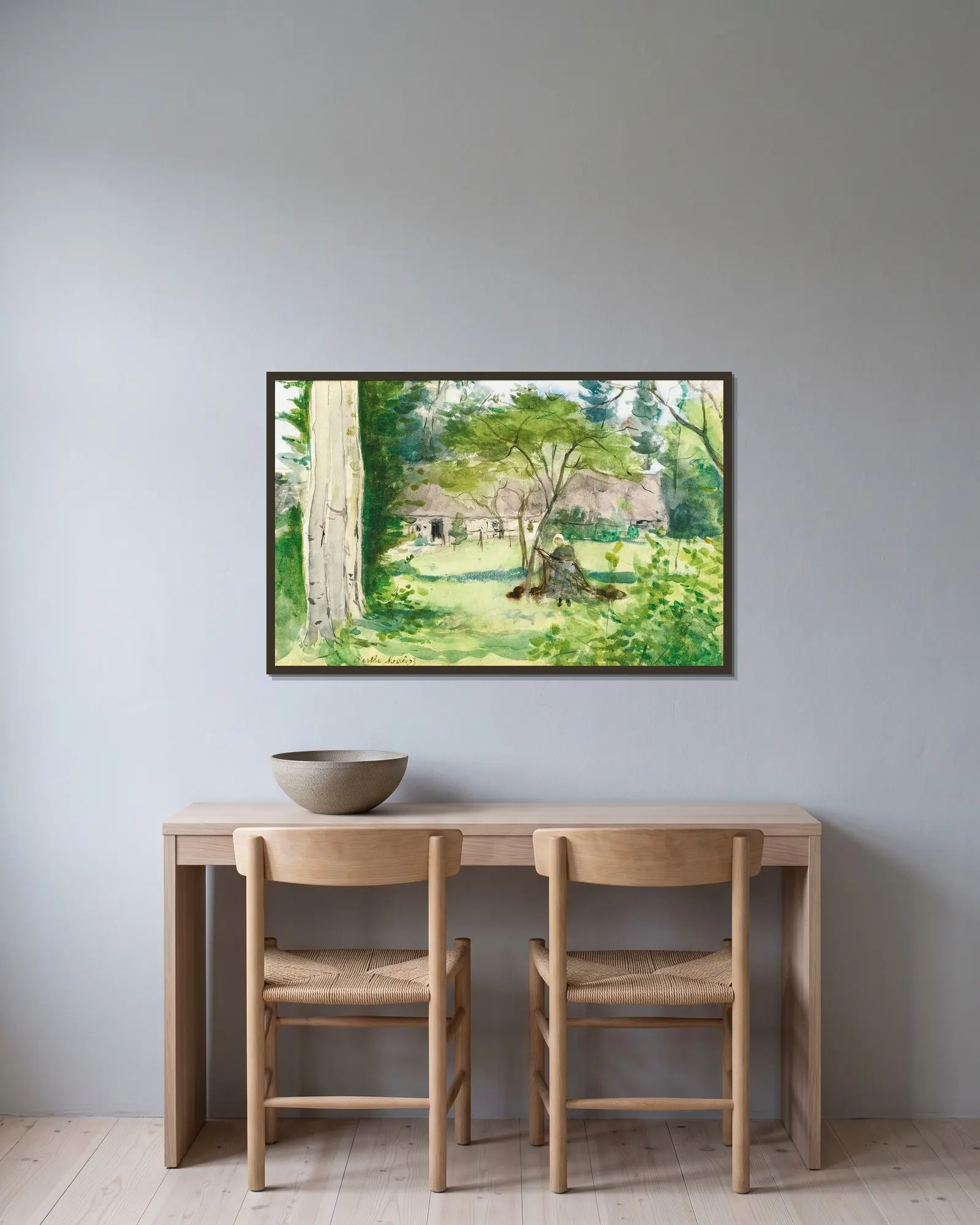 Paysage av Berthe Morisot inramad på en vägg
