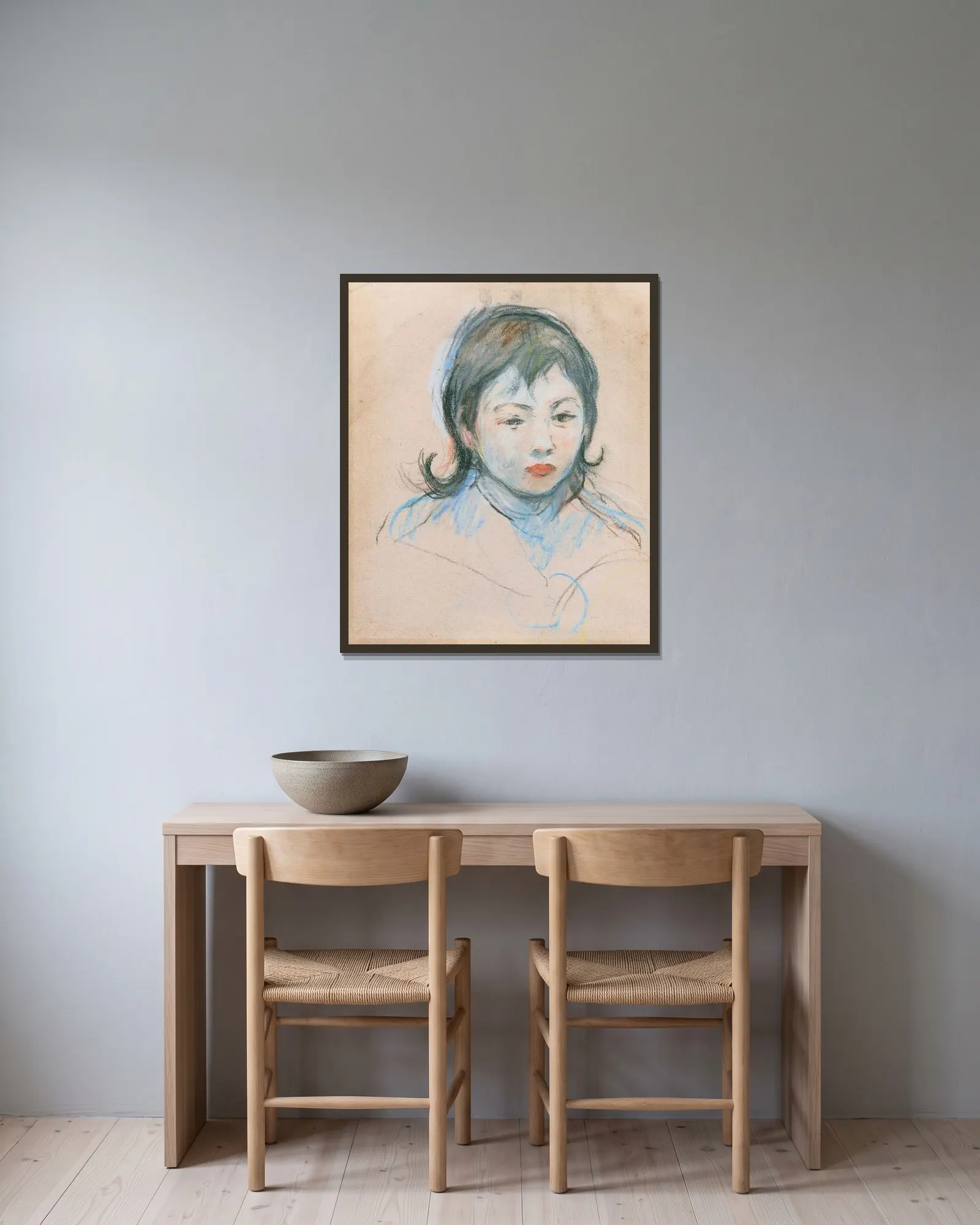 Portrait D’enfant (Charly Thomas) av Berthe Morisot inramad på en vägg
