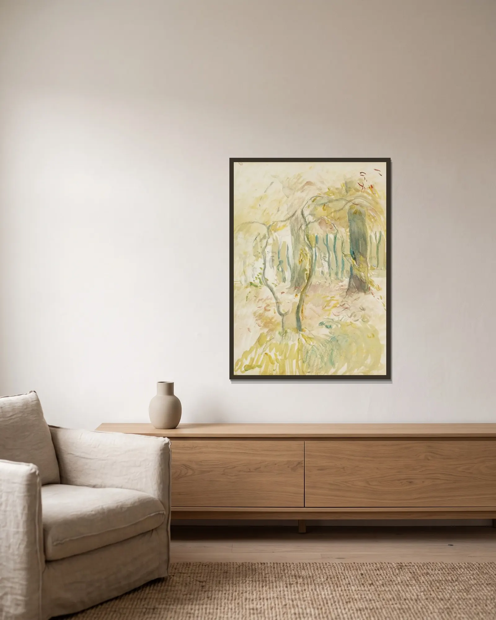 Sous-Bois av Berthe Morisot inramad på en vägg