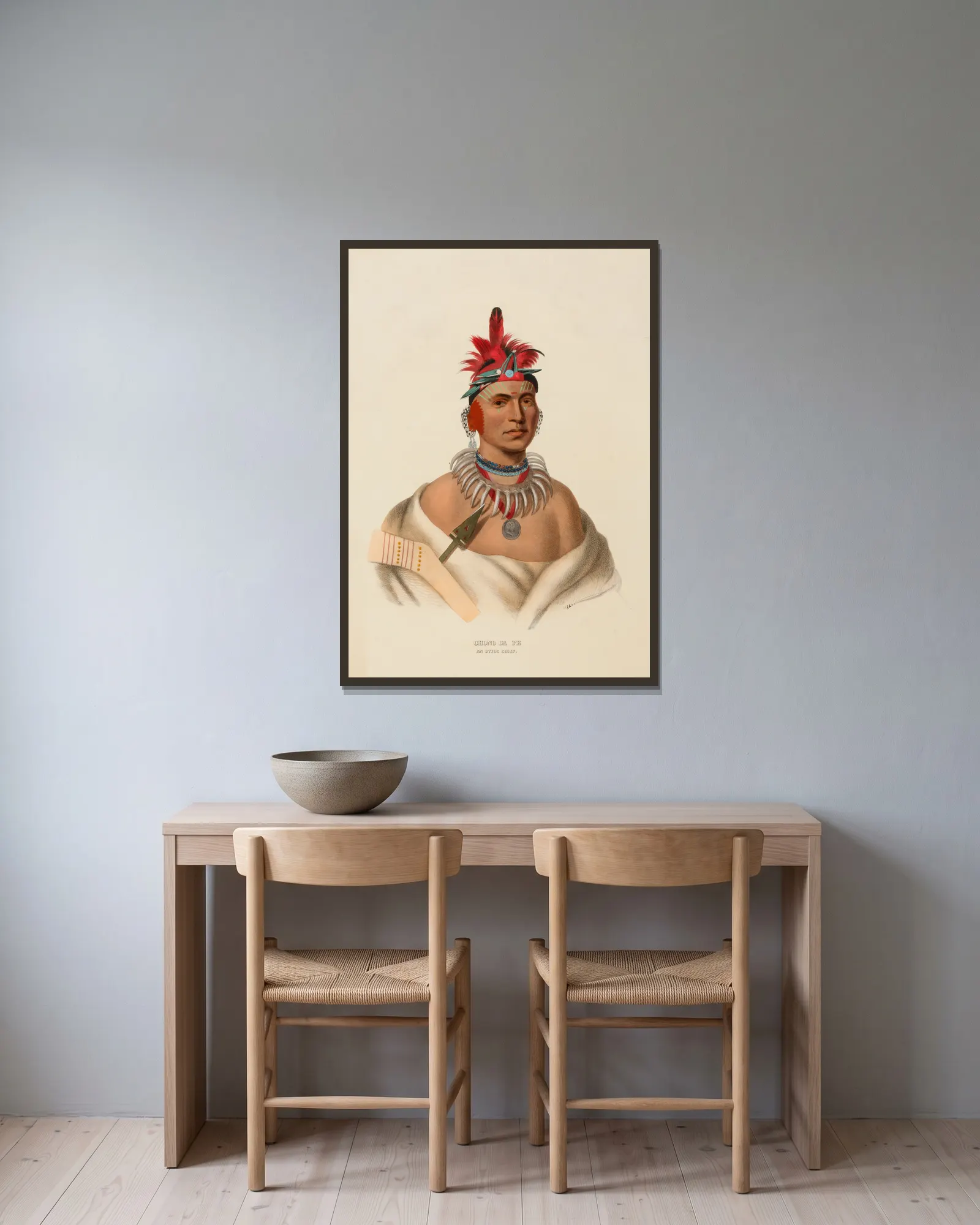 Chono Ca Pe. An Ottoe Chief av Charles Bird King inramad på en vägg