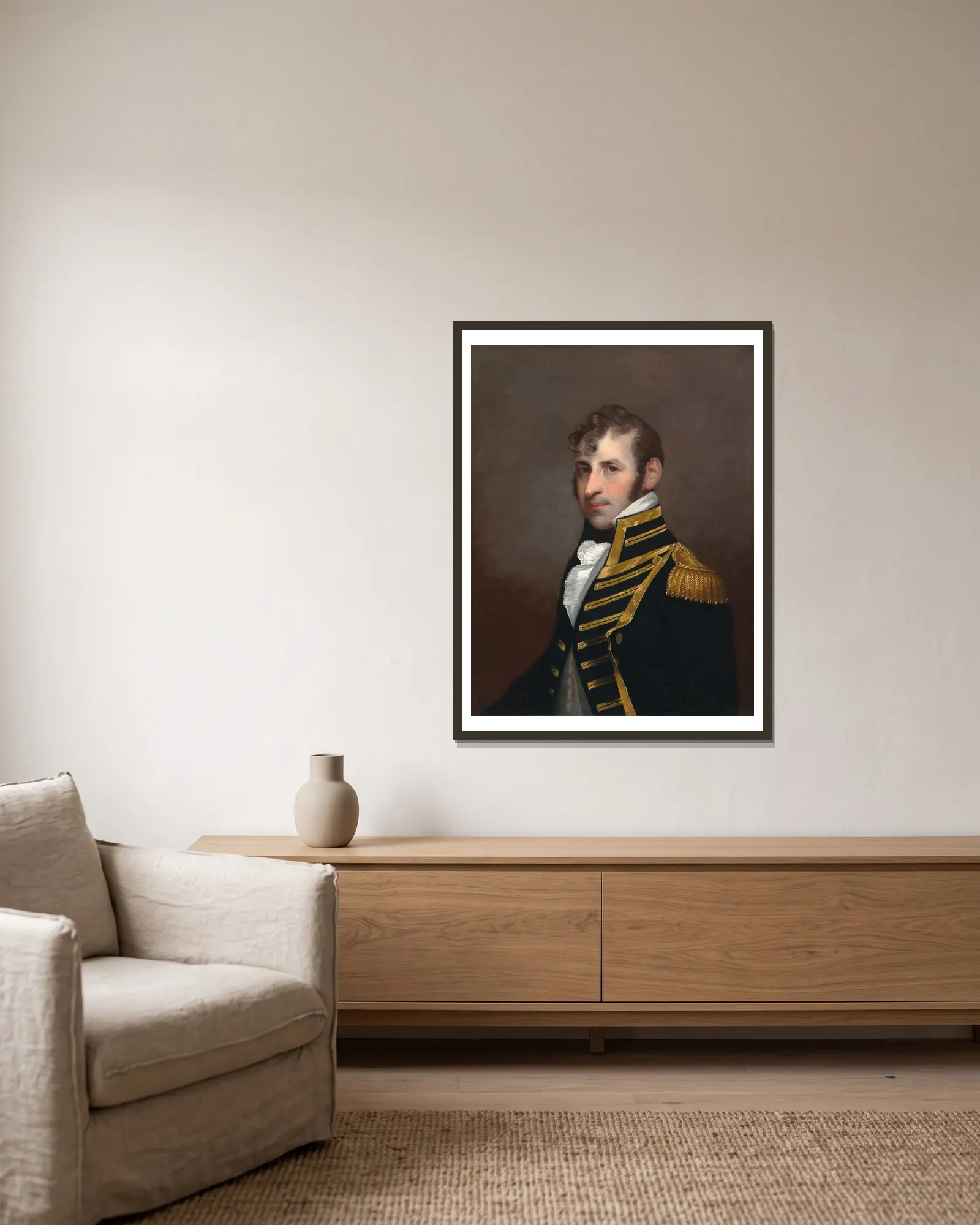 Stephen Decatur av Charles Bird King inramad på en vägg