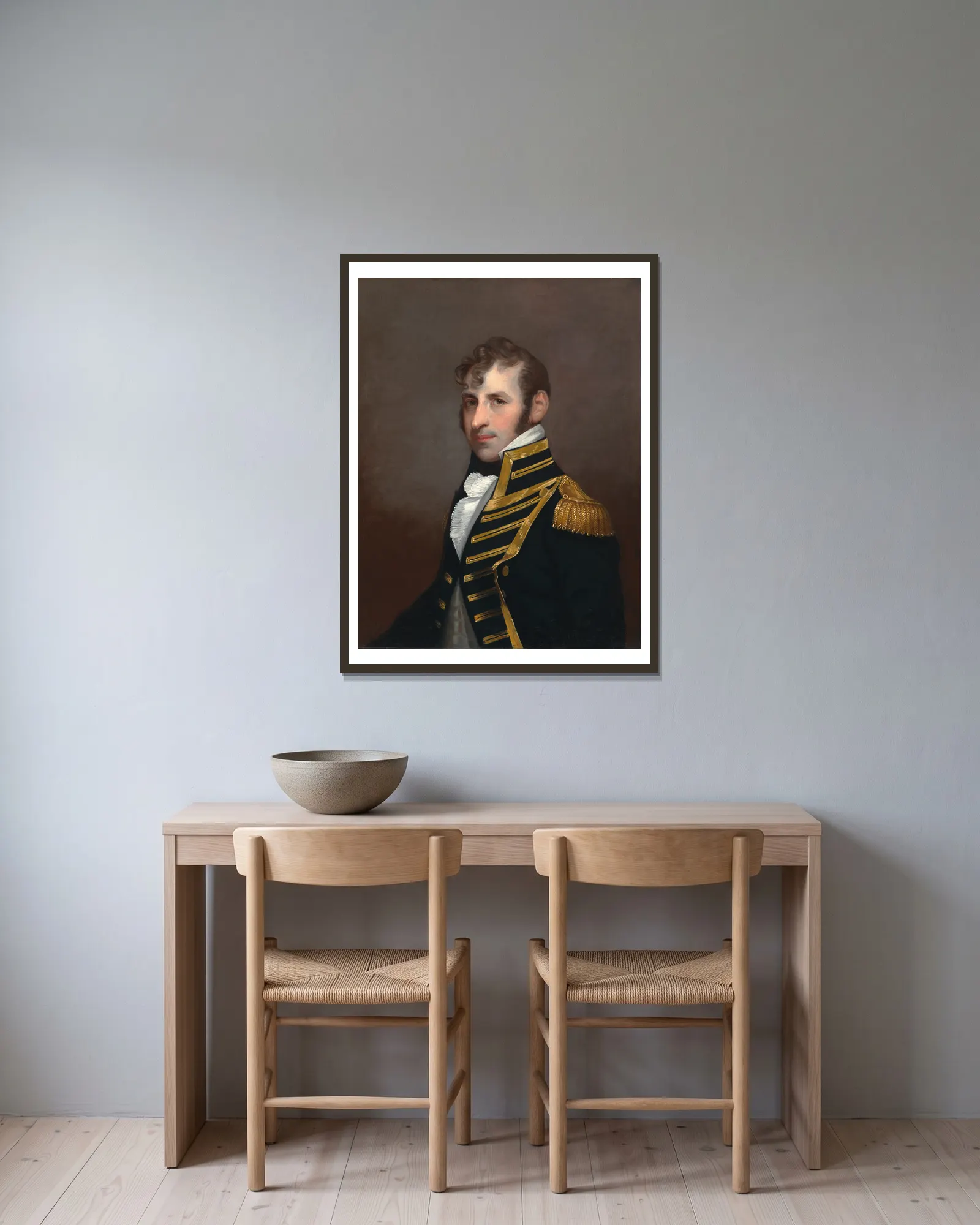 Stephen Decatur av Charles Bird King inramad på en vägg