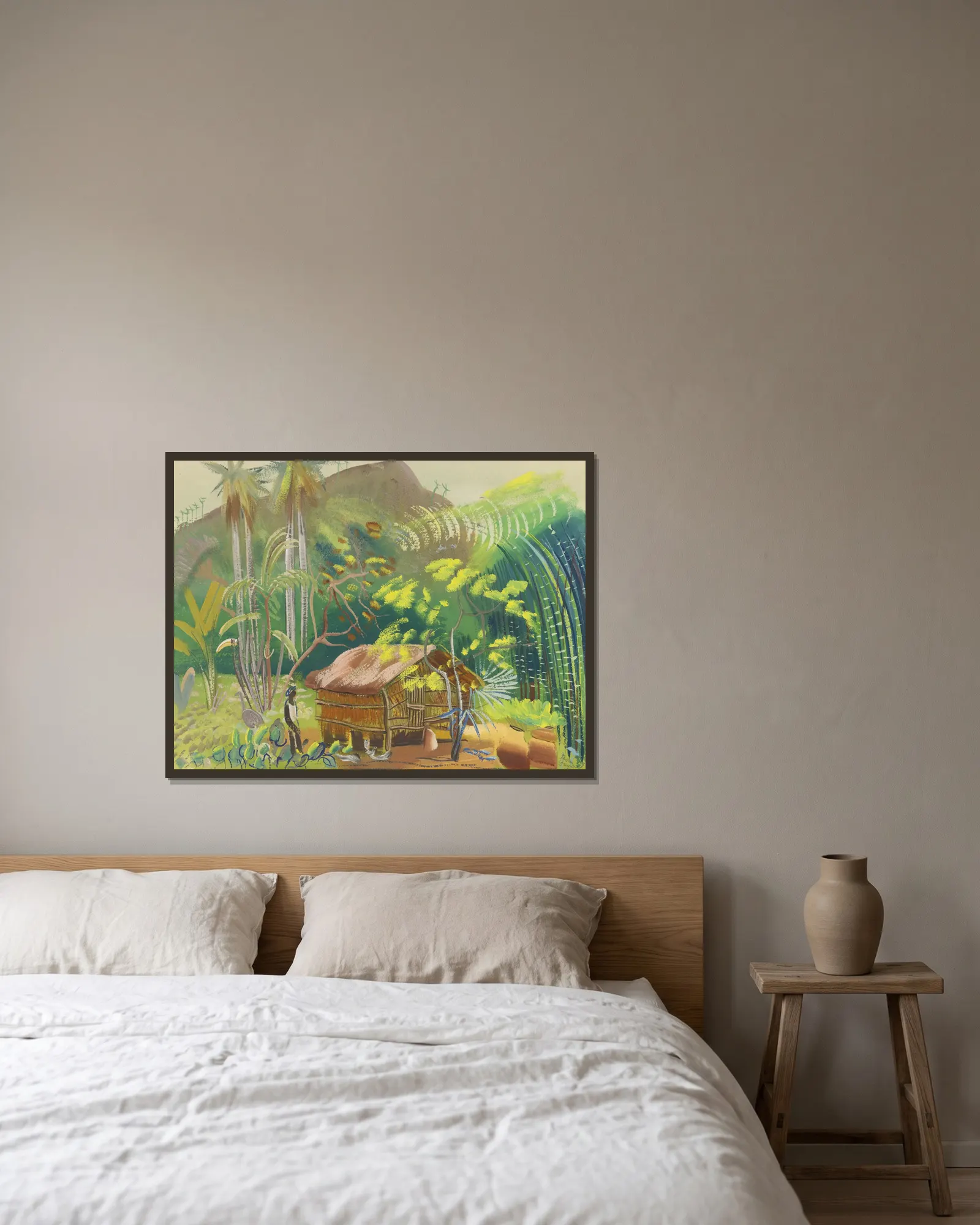Native Hut, Brazil av Boris Grigoriev inramad på en vägg