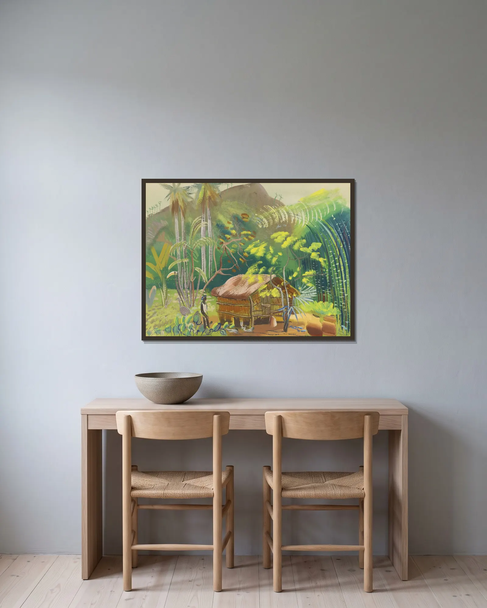 Native Hut, Brazil av Boris Grigoriev inramad på en vägg